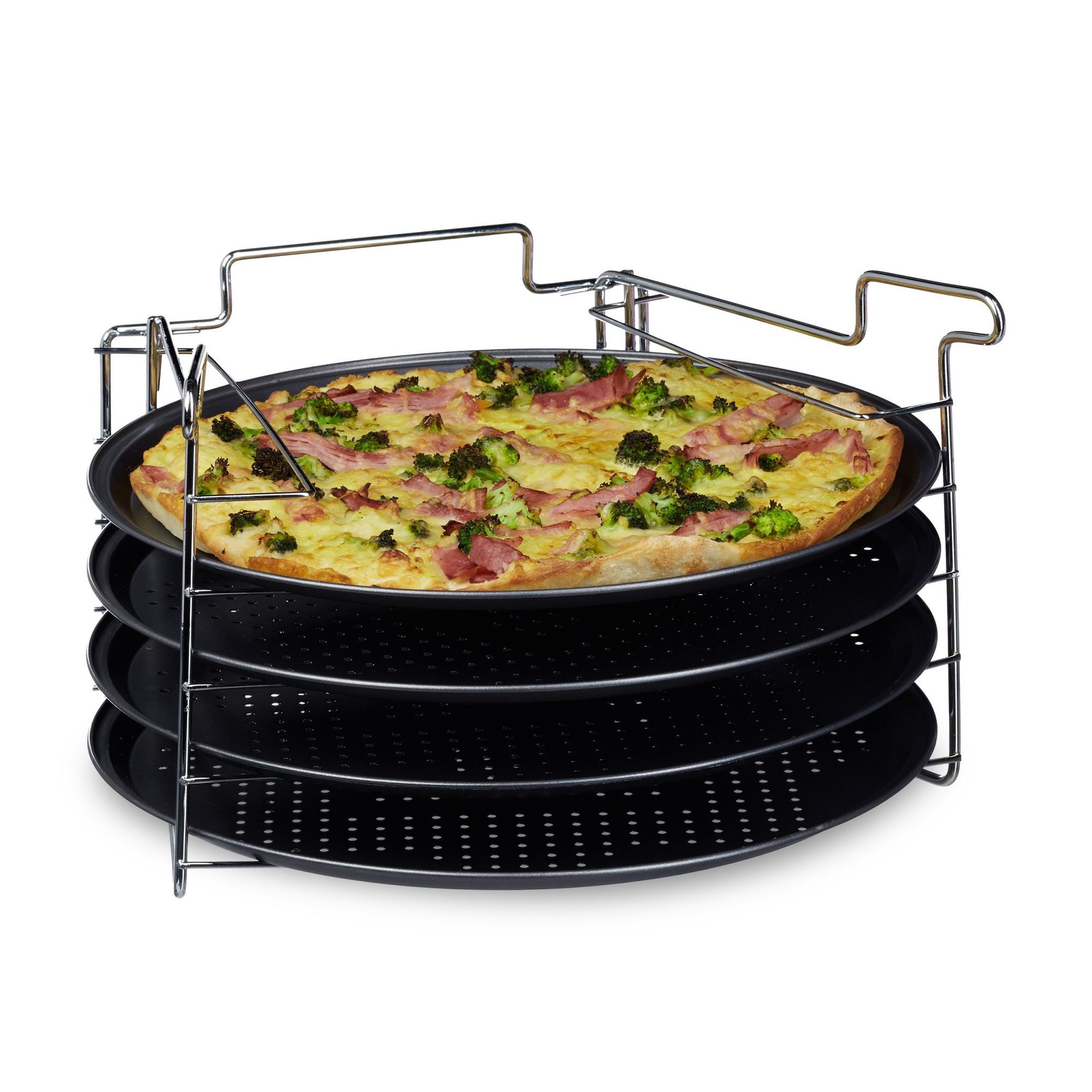 Pizzateller 4er-Set mit Ständer