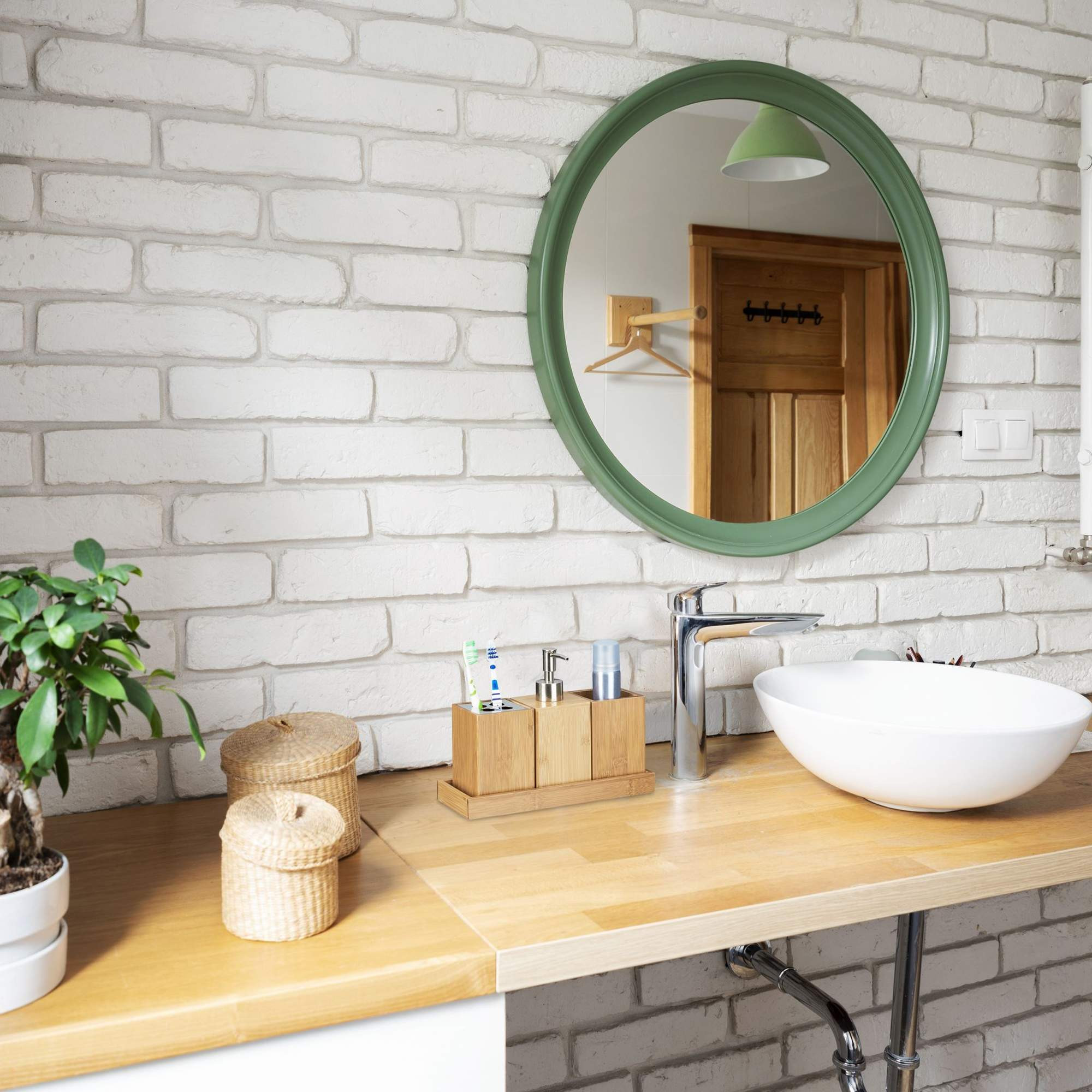 Badezimmer-Accessoires-Set aus Bambus