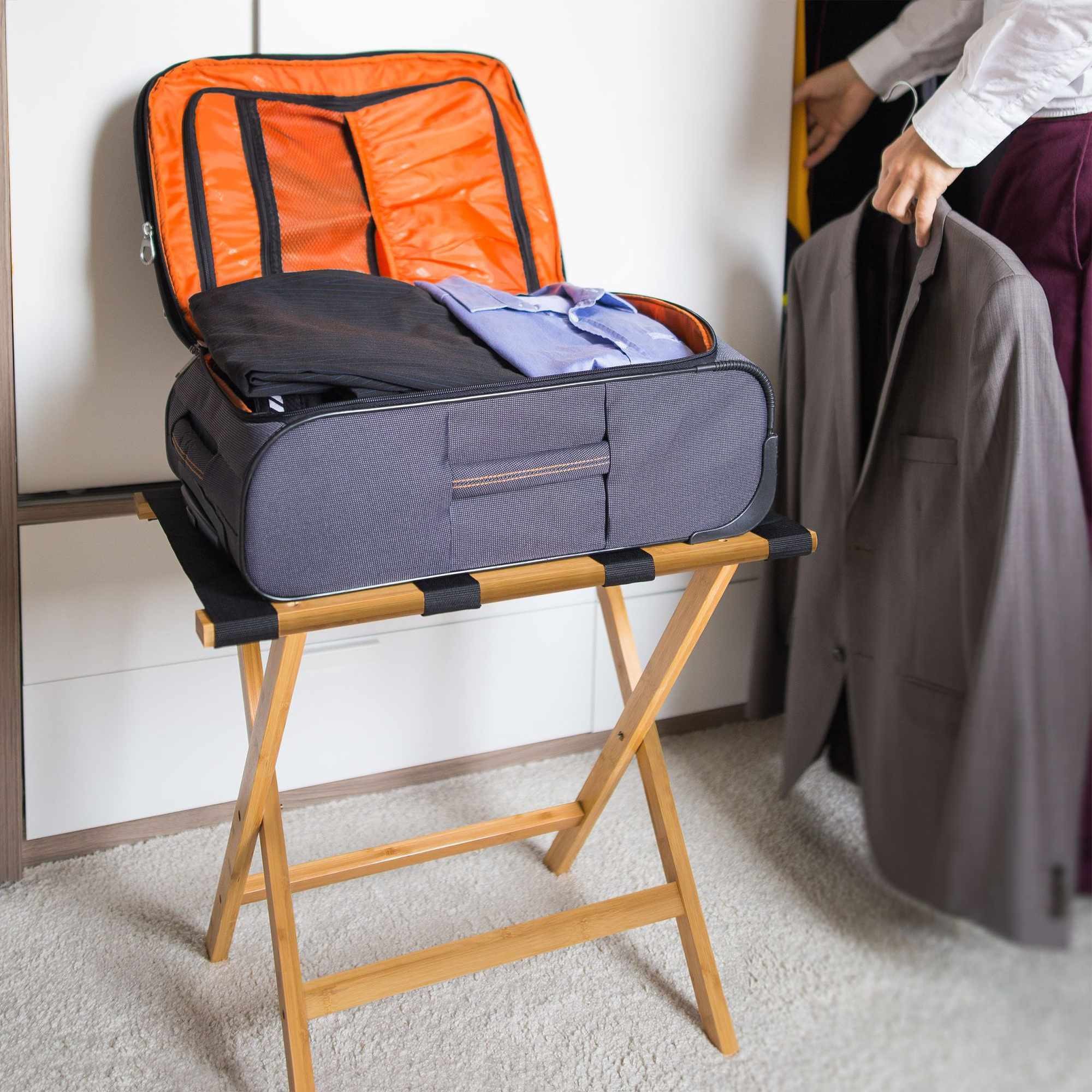 Support de valise en bambou