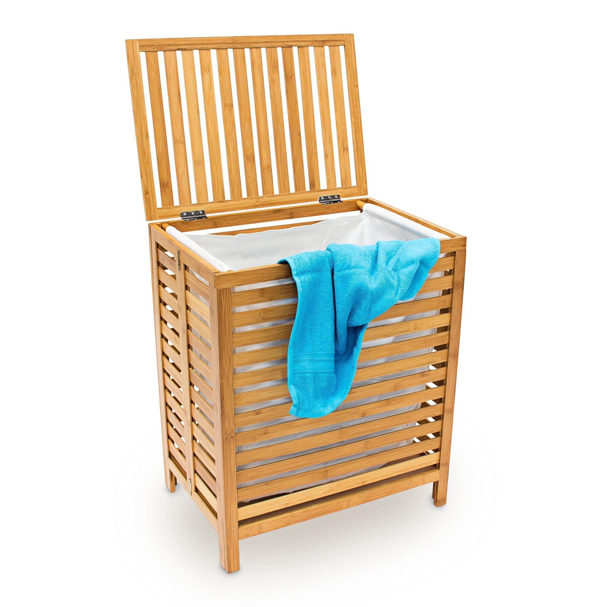 Cesto de roupa suja de bambu