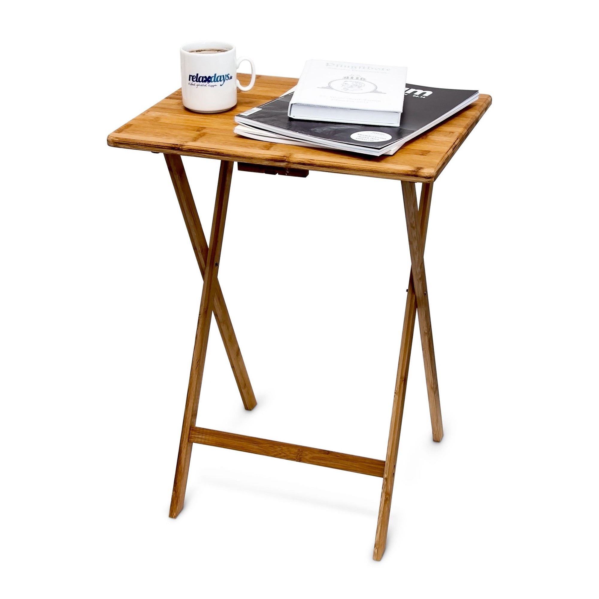 Mesa lateral dobrável em bambu
