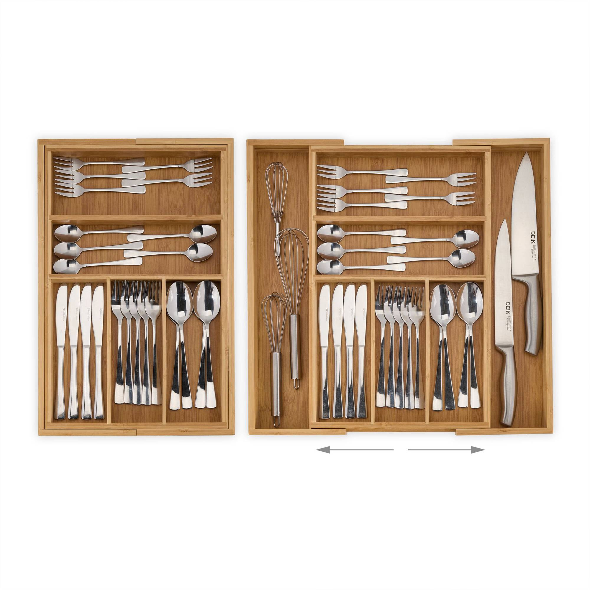 Extendable bamboo cutlery box size M