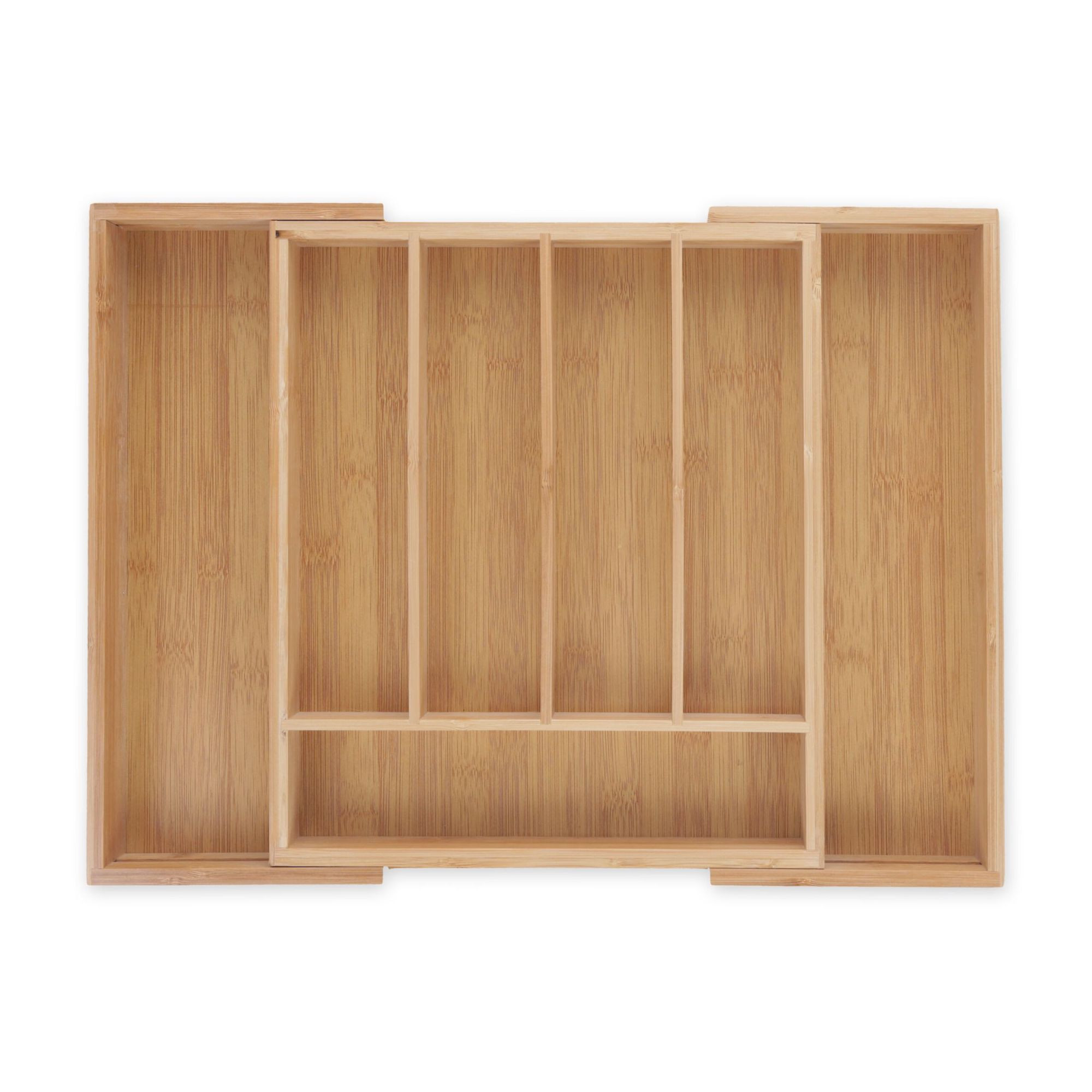Caja para cubiertos bambú extensible.