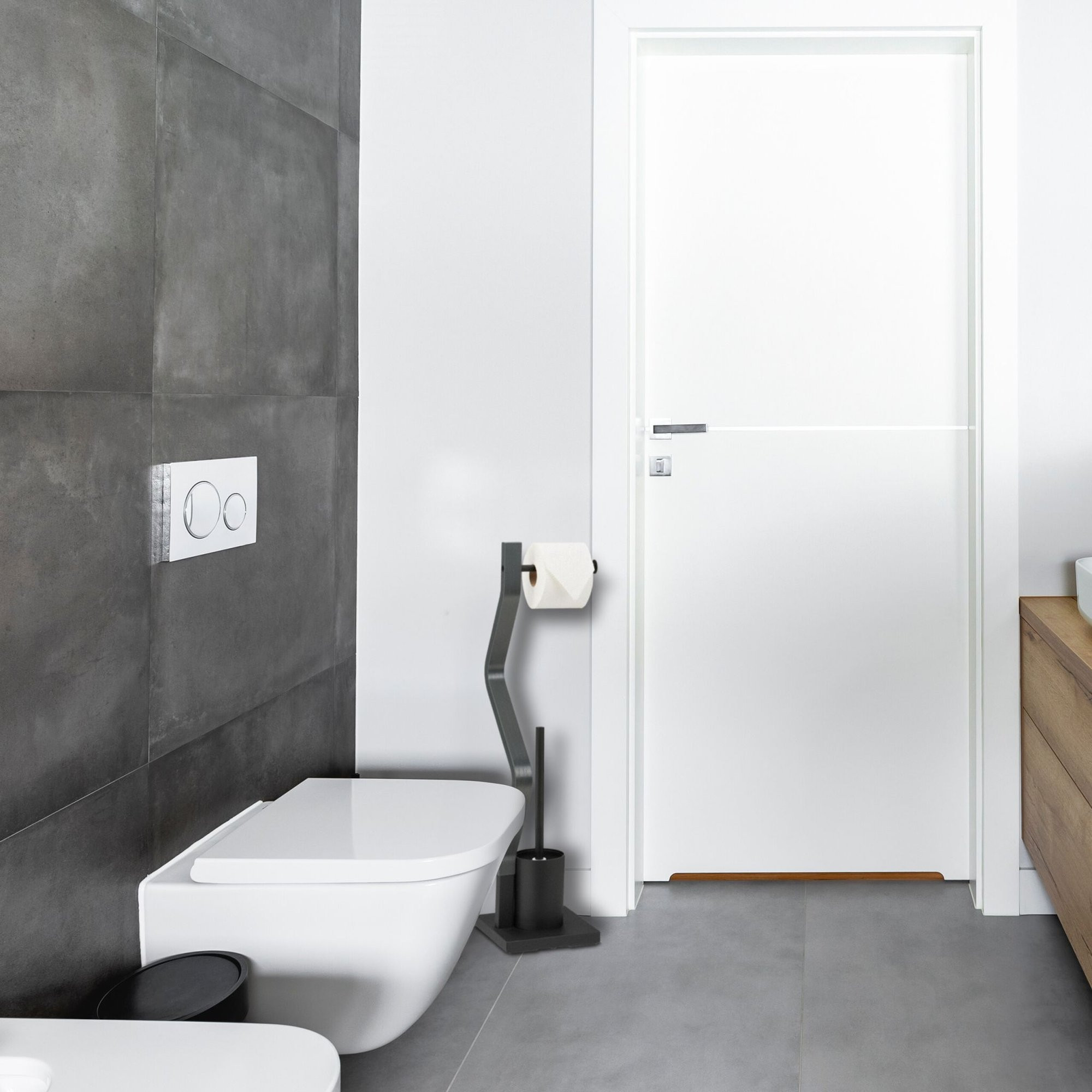 WC-Stuhl schwarz/grau