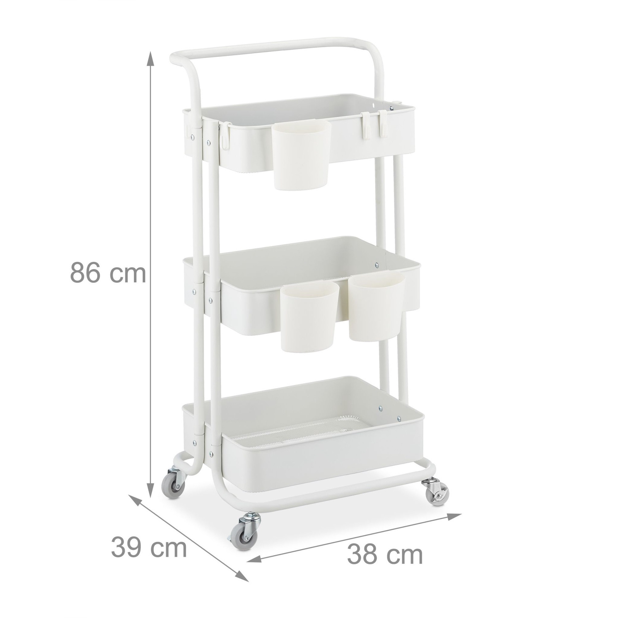 Trolley with 3 shelves