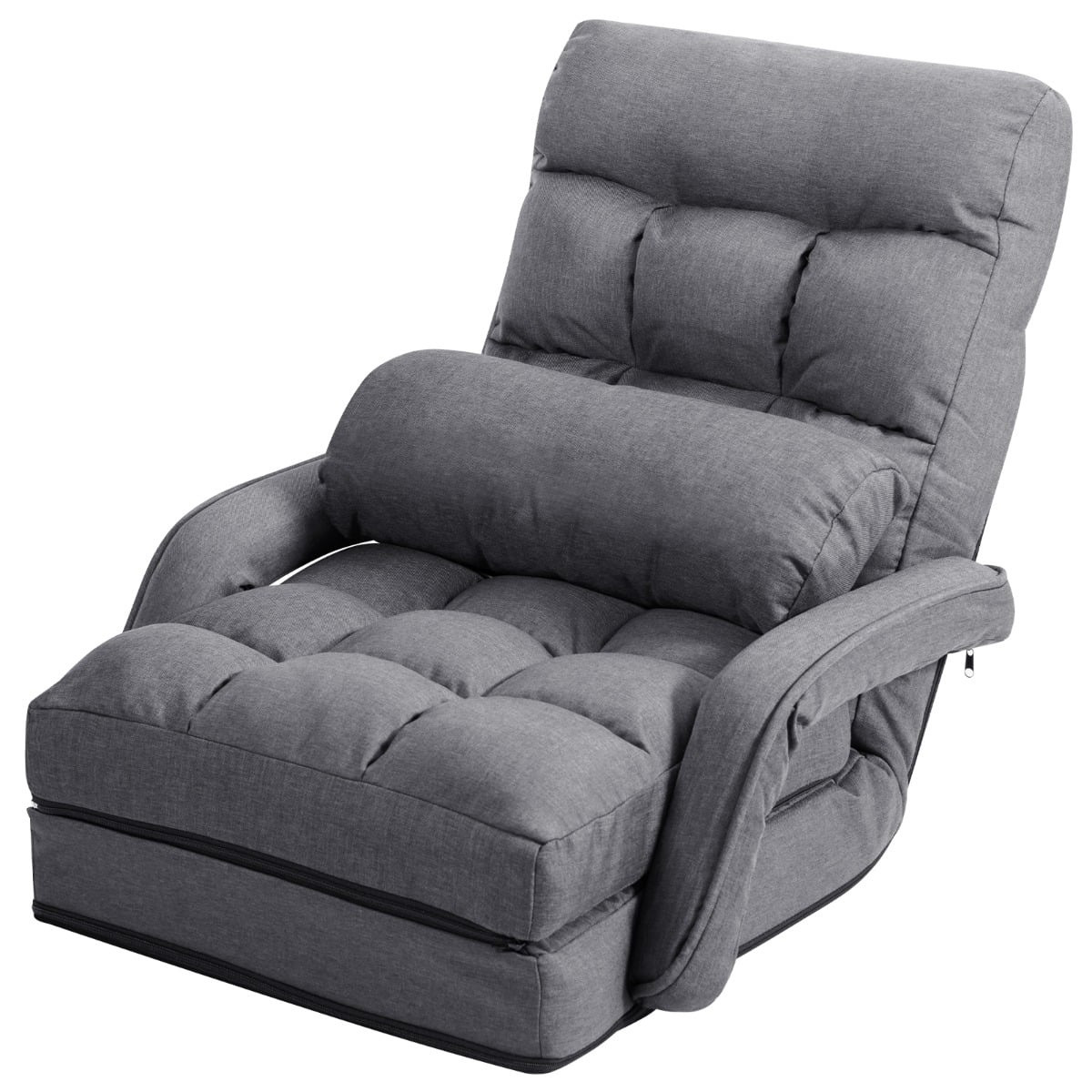 Sofá cama ajustable con respaldo reclinable, gris