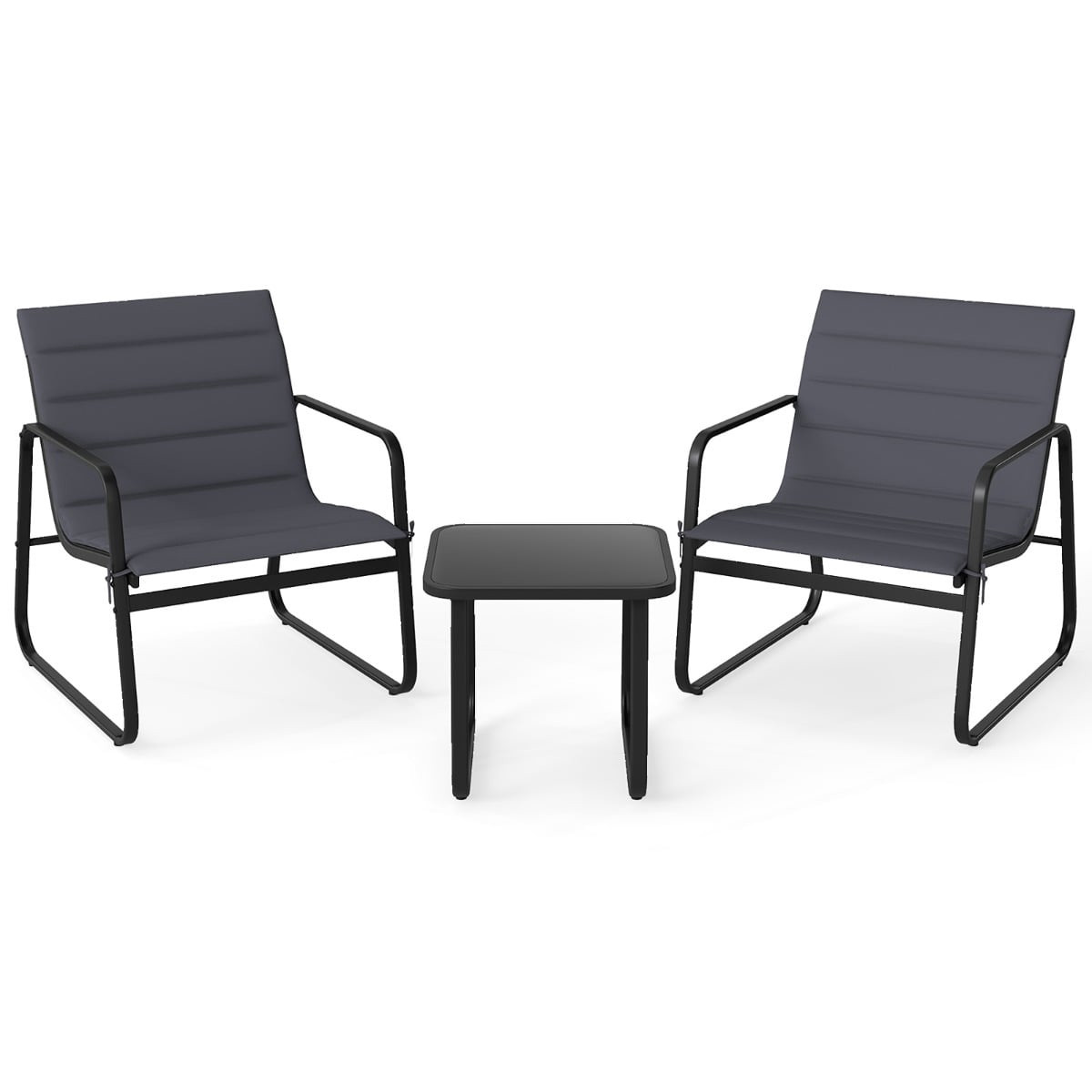 Set da bistrot da esterno 3 pezzi con cuscini, grigio