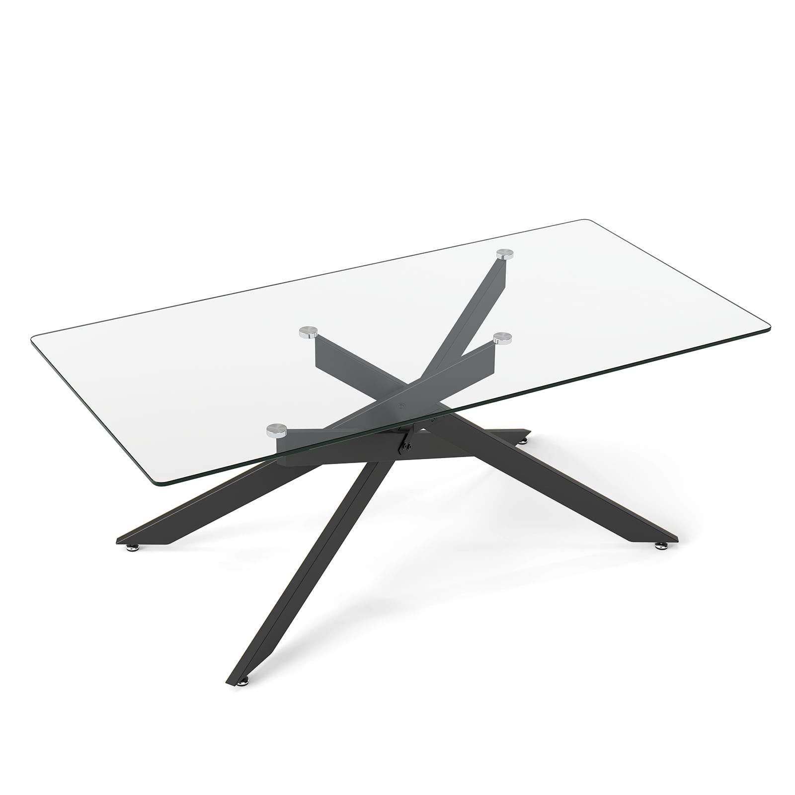 Mesa de centro retangular de vidro, preta, 120x60 cm