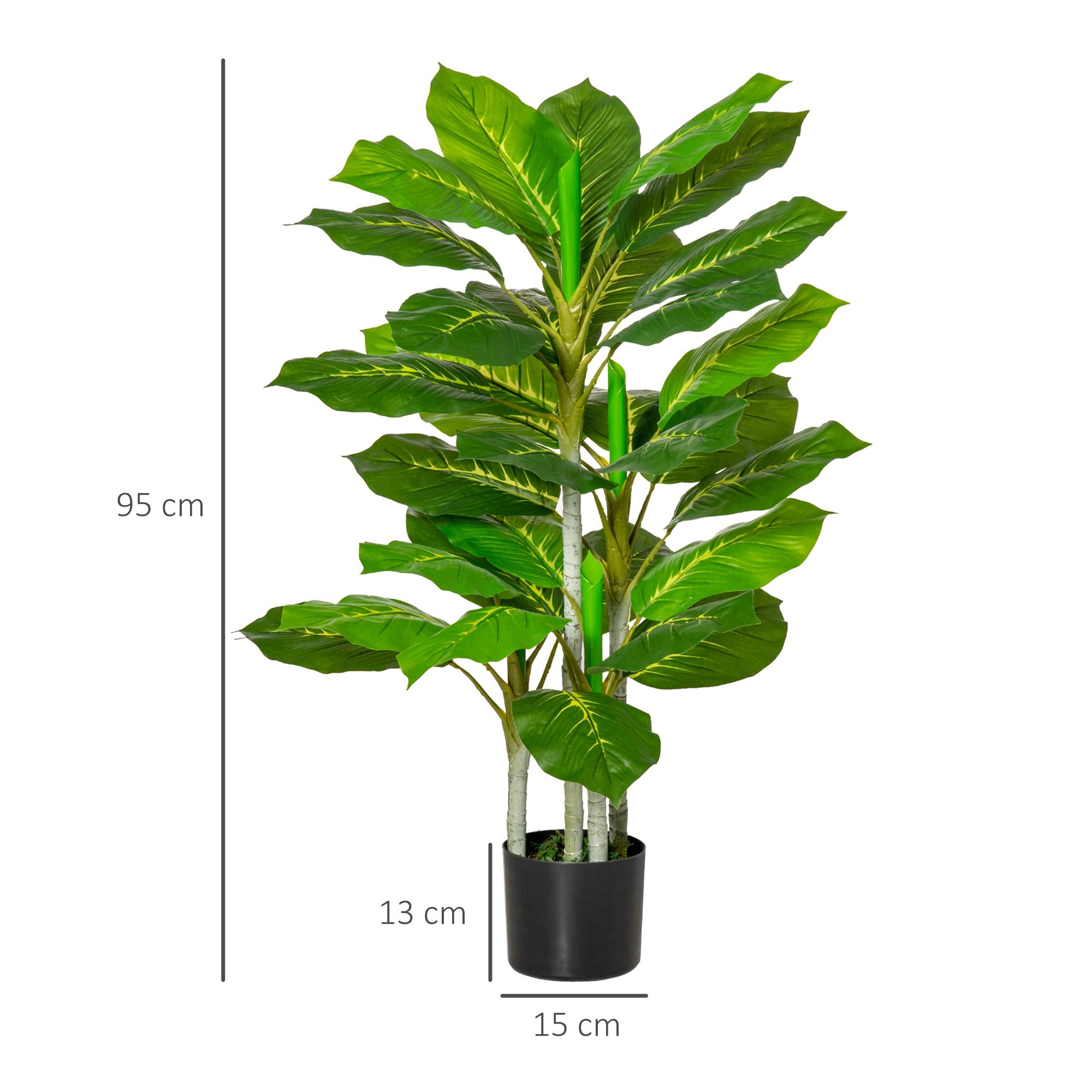 Planta artificial com vaso, 95 cm, 33 folhas