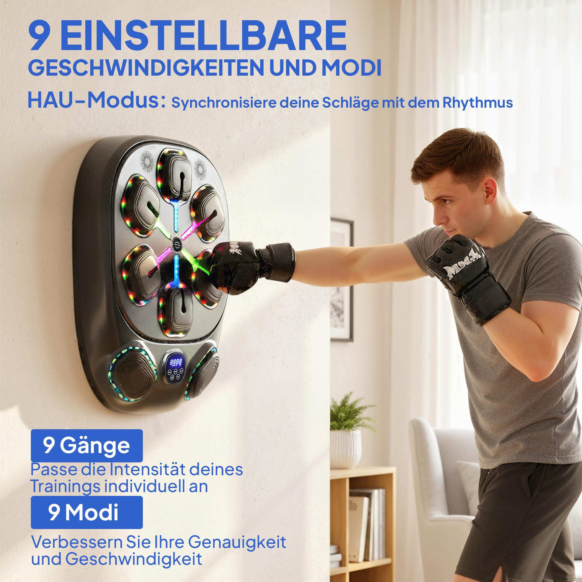 Macchina da boxe musicale con luci LED e Bluetooth