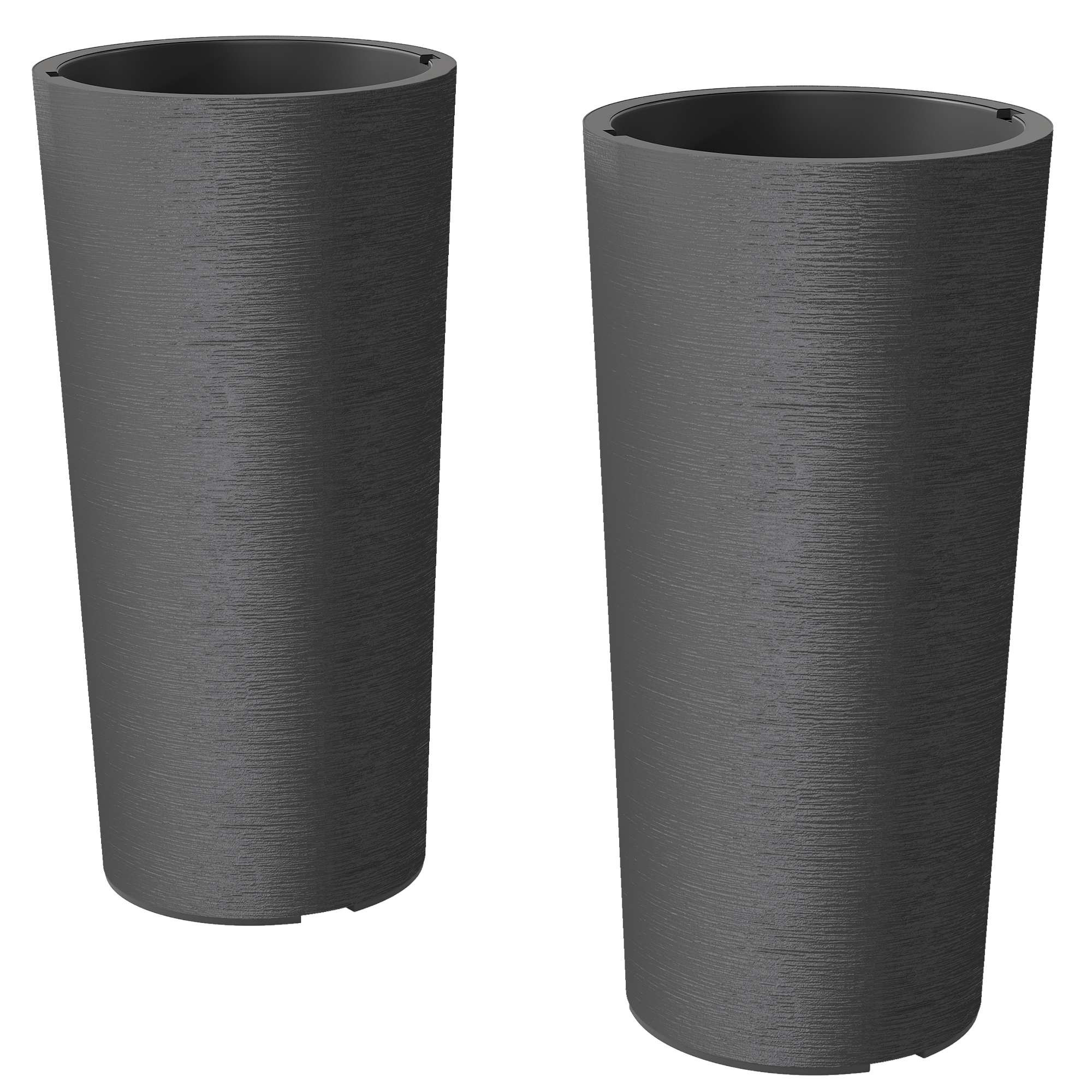 Stackable Planter Set with Drainage, 60 cm, Dark Grey