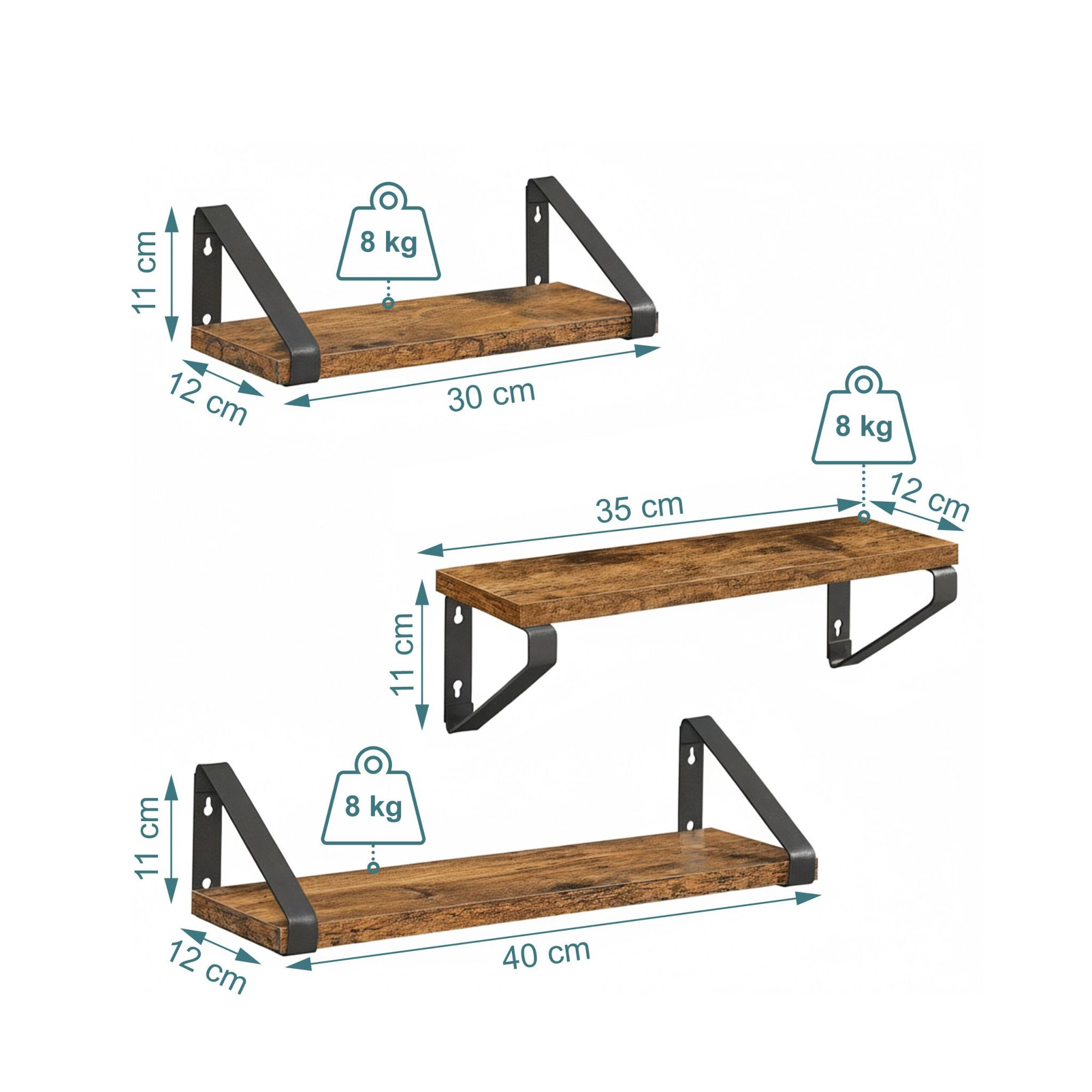 Wall Shelves – 3 Sizes, Versatile Storage Solution
