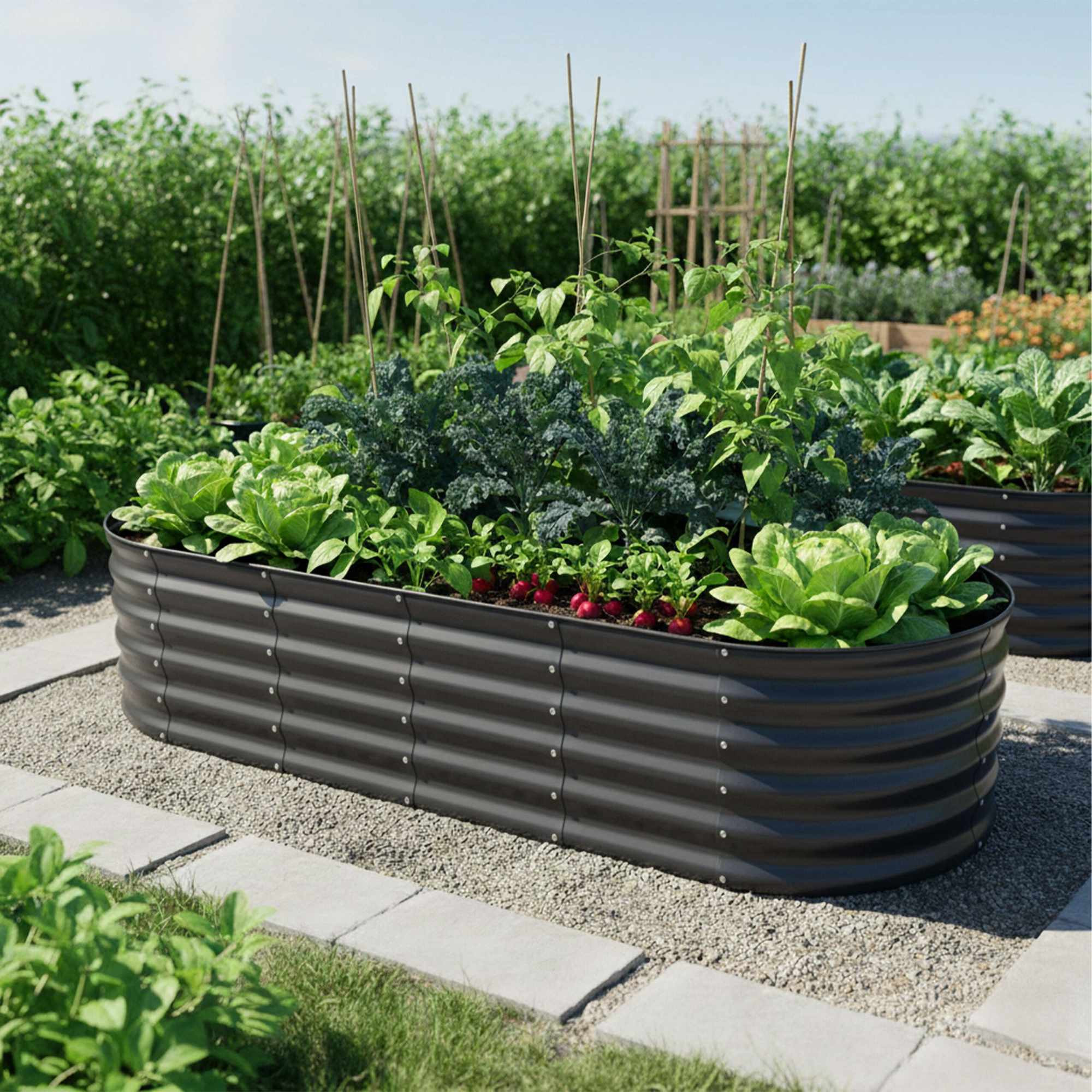 Jardinera metálica semicircular – Macetero elevado