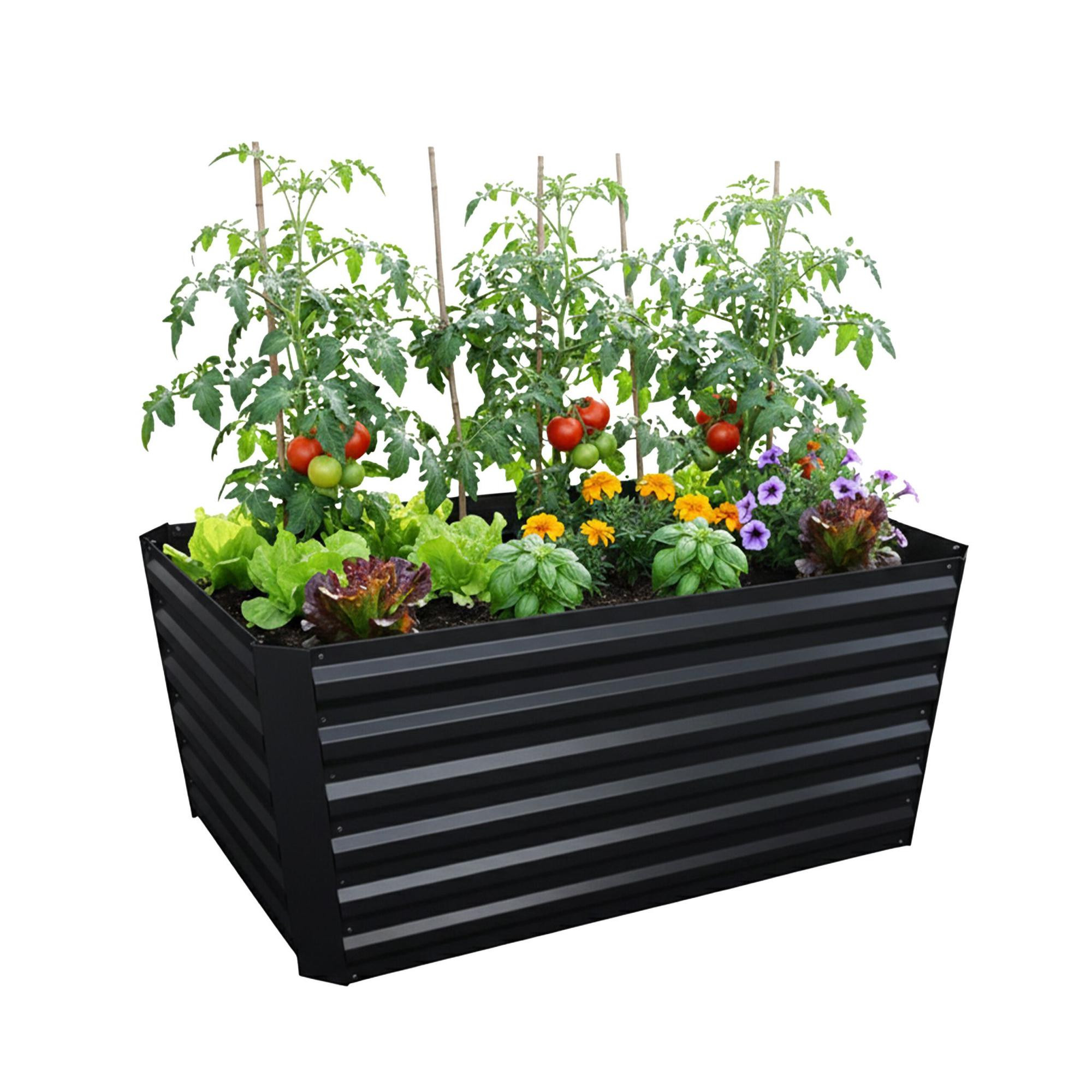 Jardinera metálica rectangular – Jardinera elevada, galvanizada