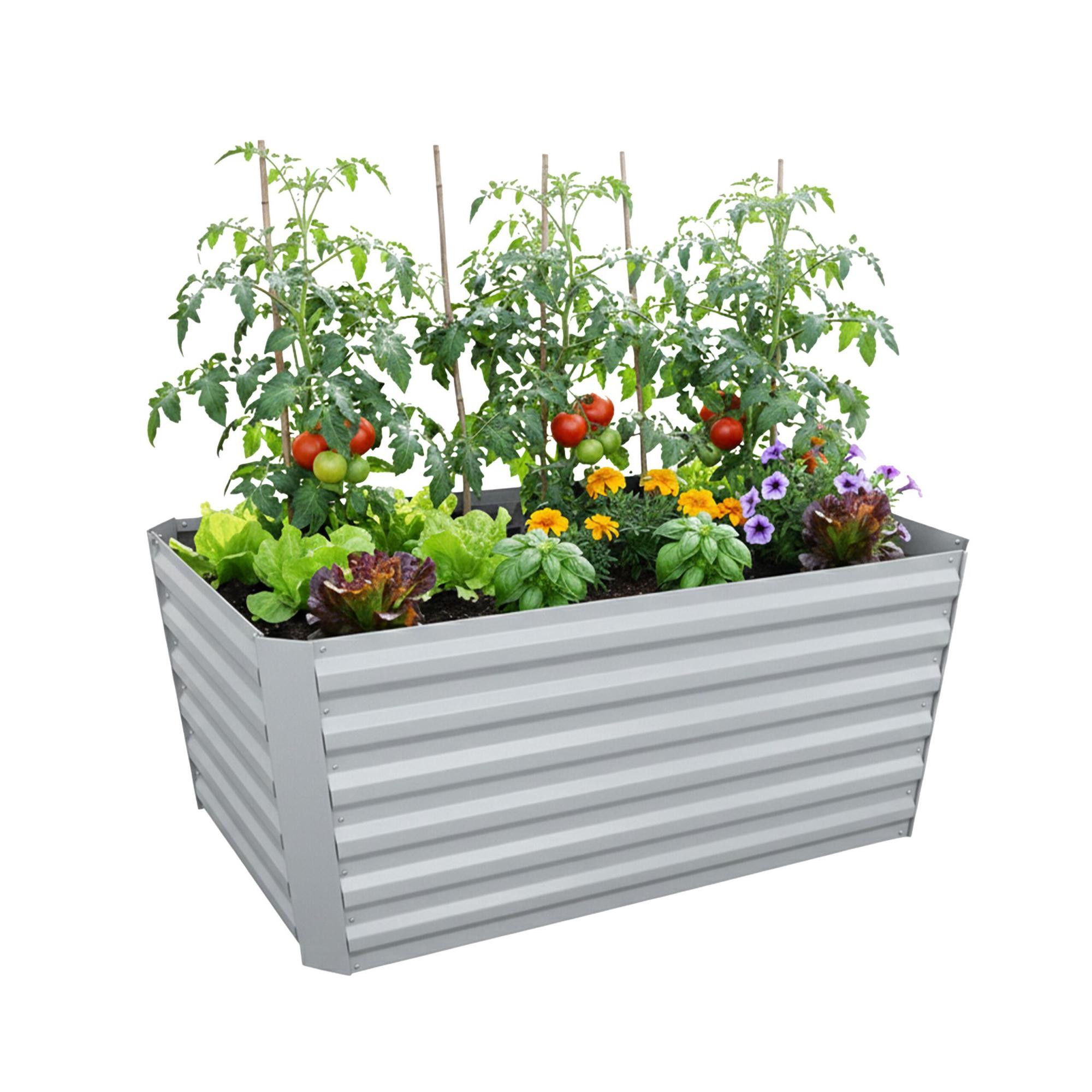 Jardinera metálica rectangular, bancal elevado, galvanizada