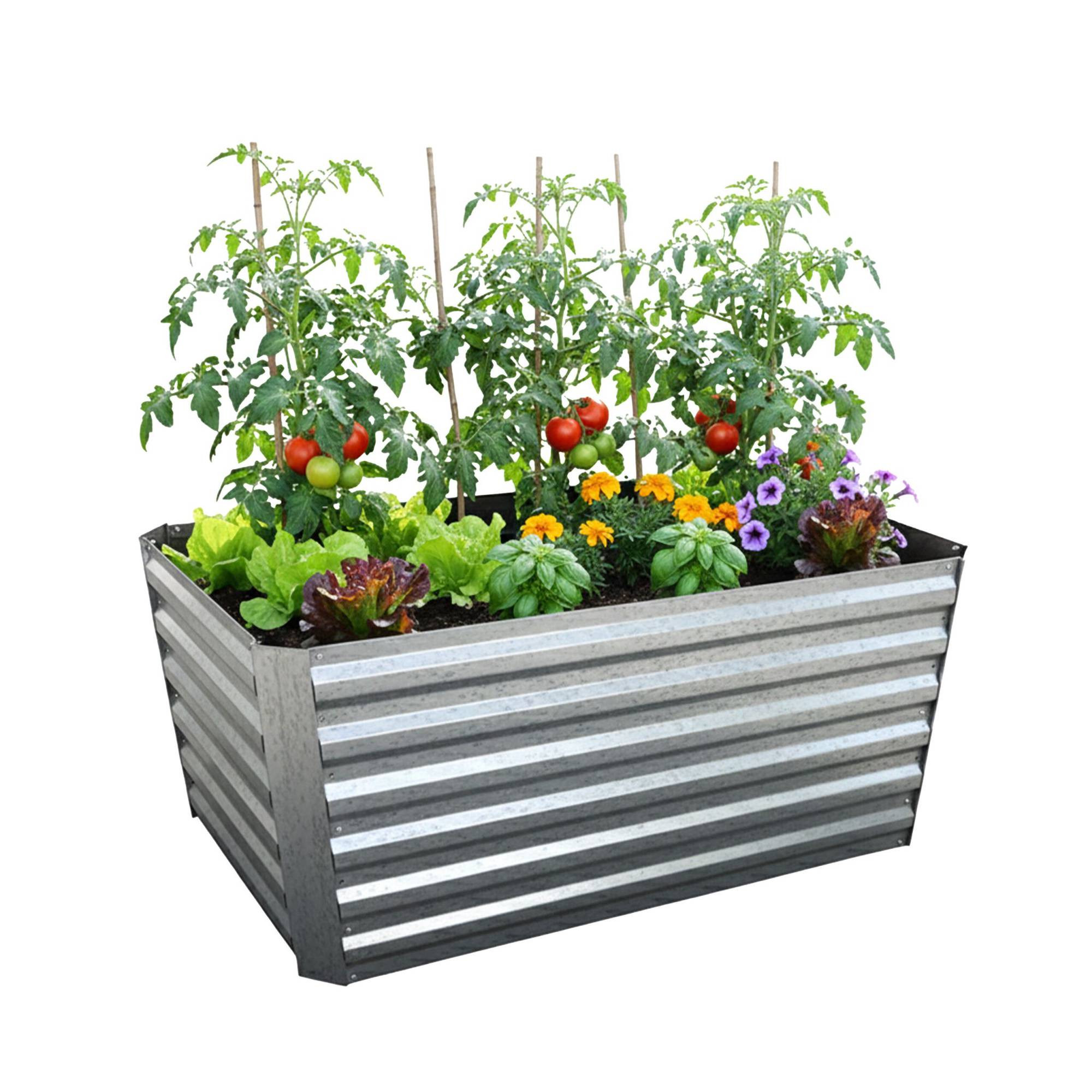Jardinera metálica rectangular – Jardinera elevada, galvanizada
