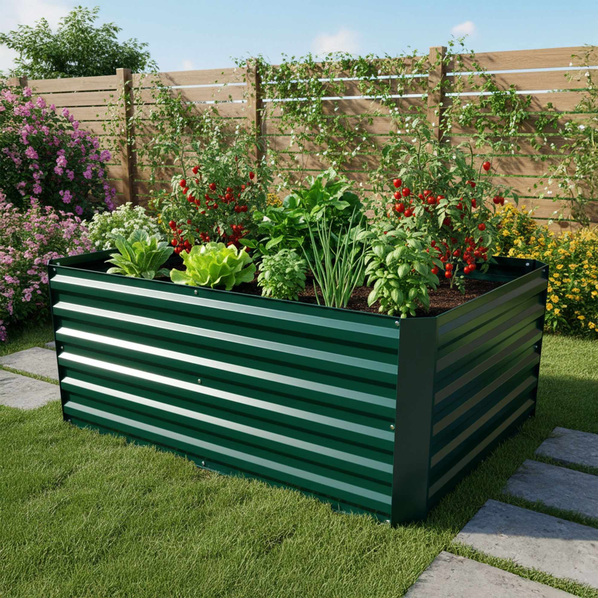 Jardinera rectangular de metal galvanizado – Jardinera elevada