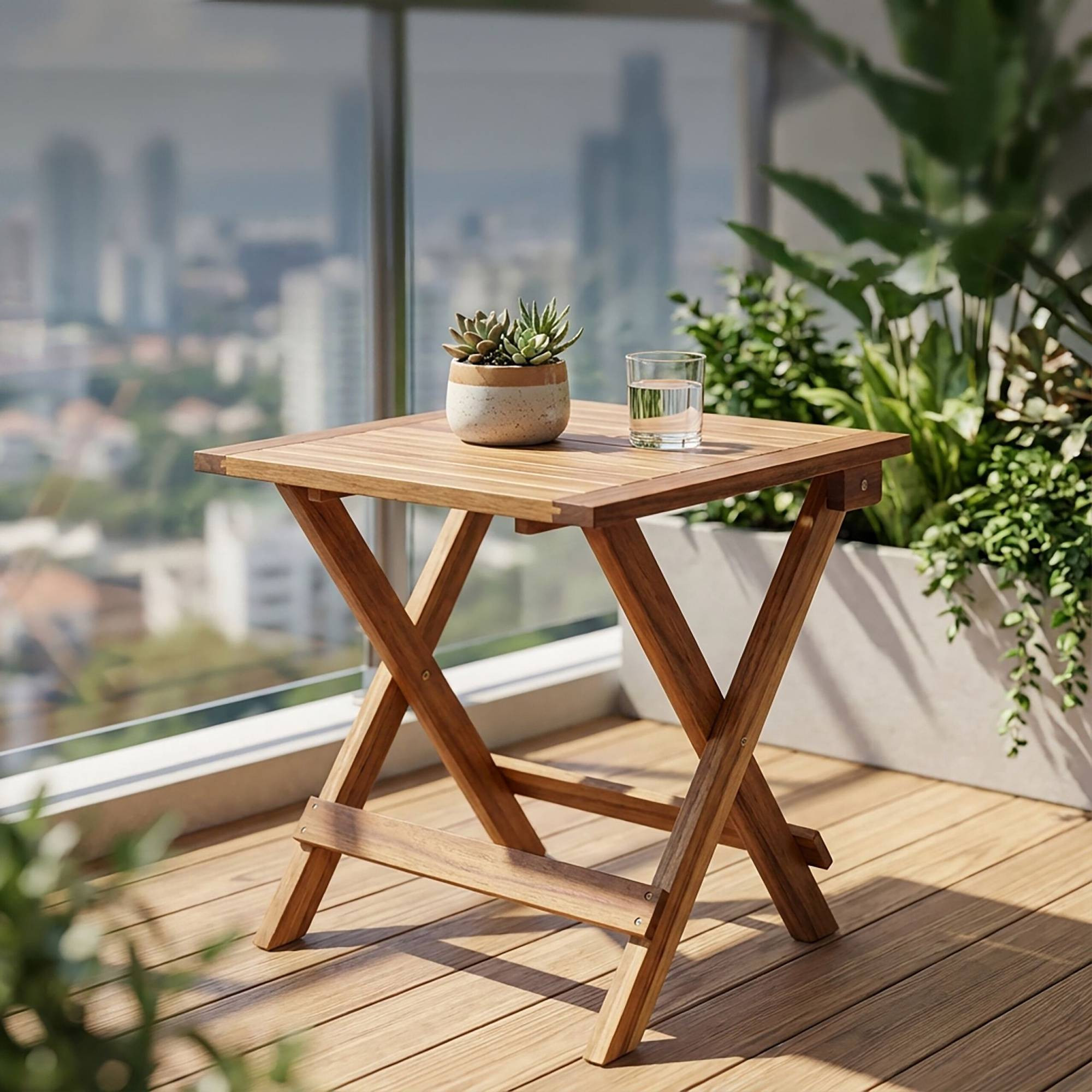 Table pliante carrée en acacia – Usage intérieur/extérieur