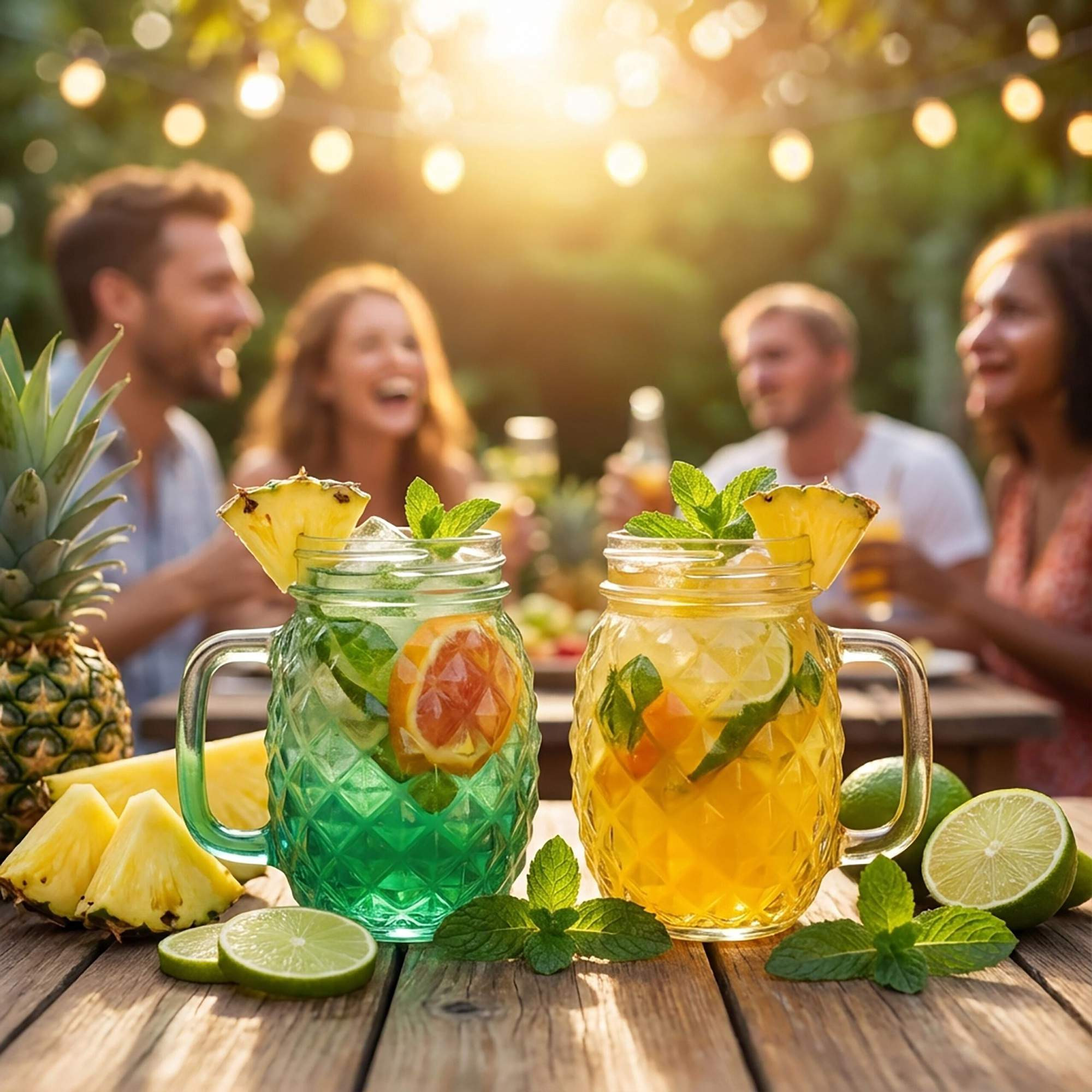 Bicchieri a forma di ananas con coperchio e cannucce, set da 4