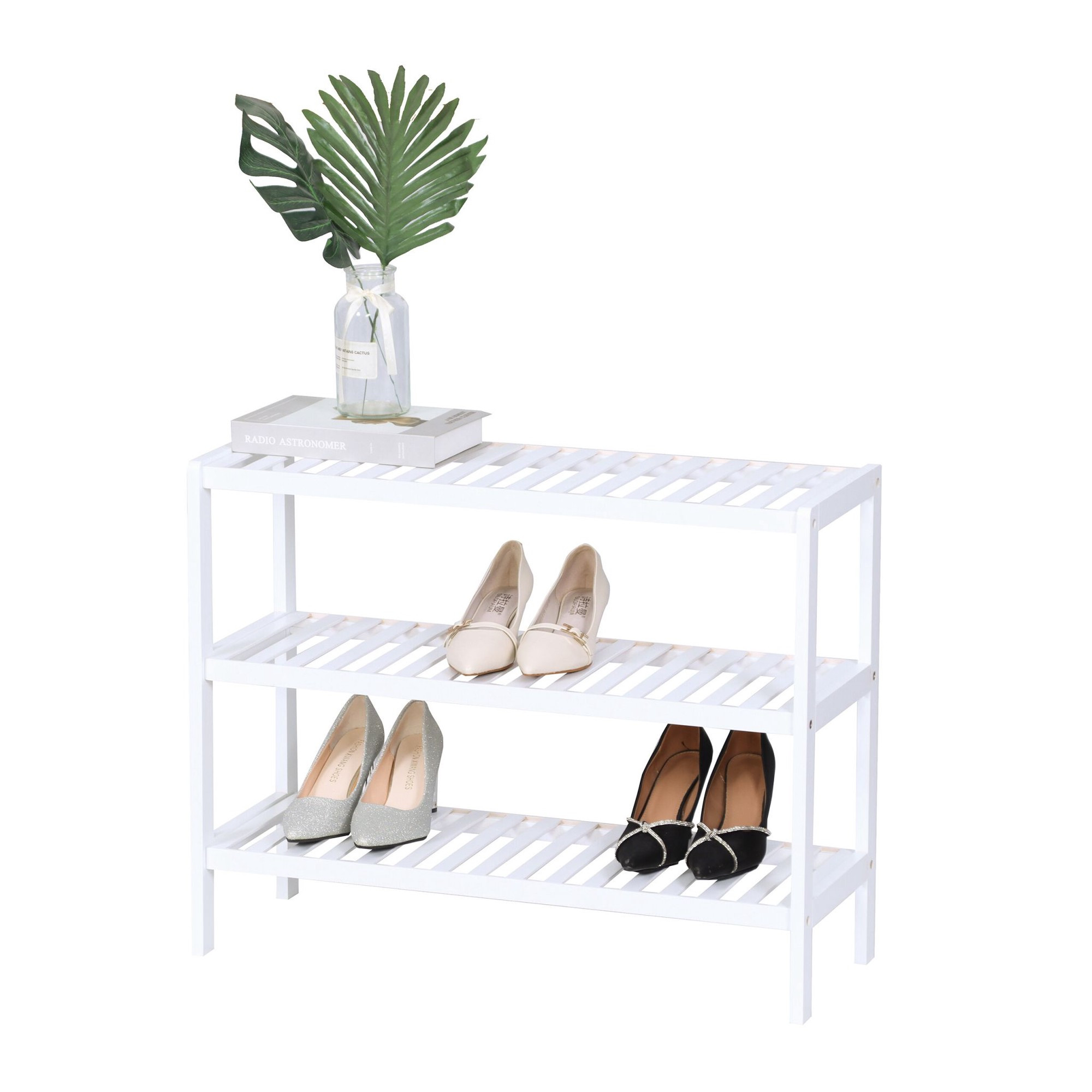 Sapateira de bambu – Design compacto com 3 níveis