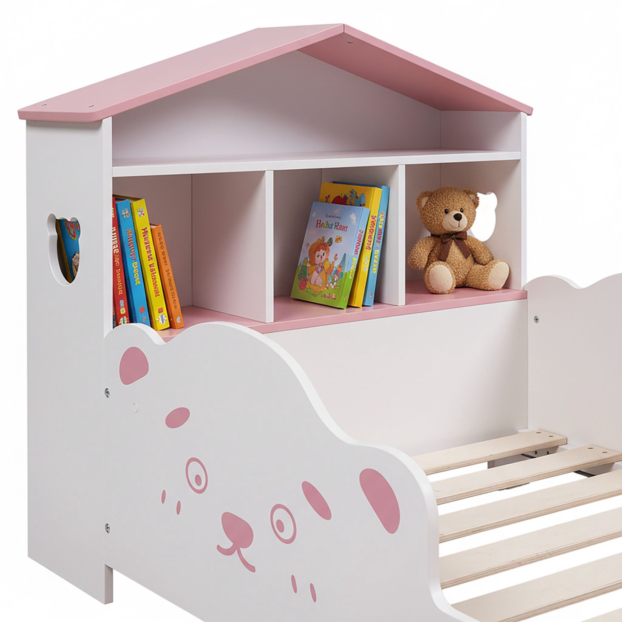 Kleinkinderhausbett mit Ablage und Sicherheitsgittern
