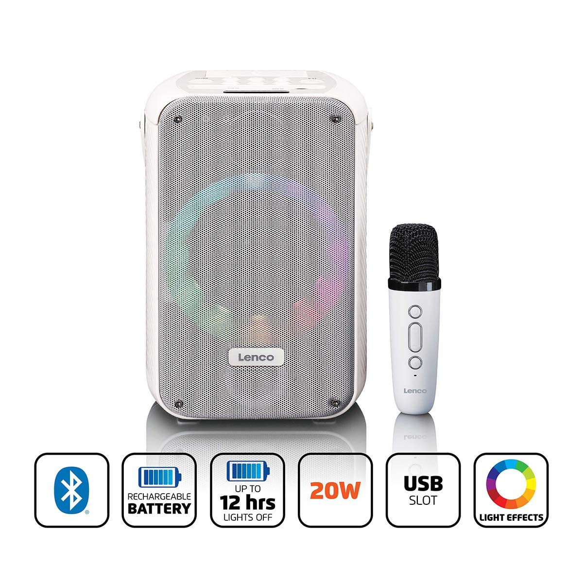 Sistema Karaoke Bluetooth con microfono wireless e luci LED