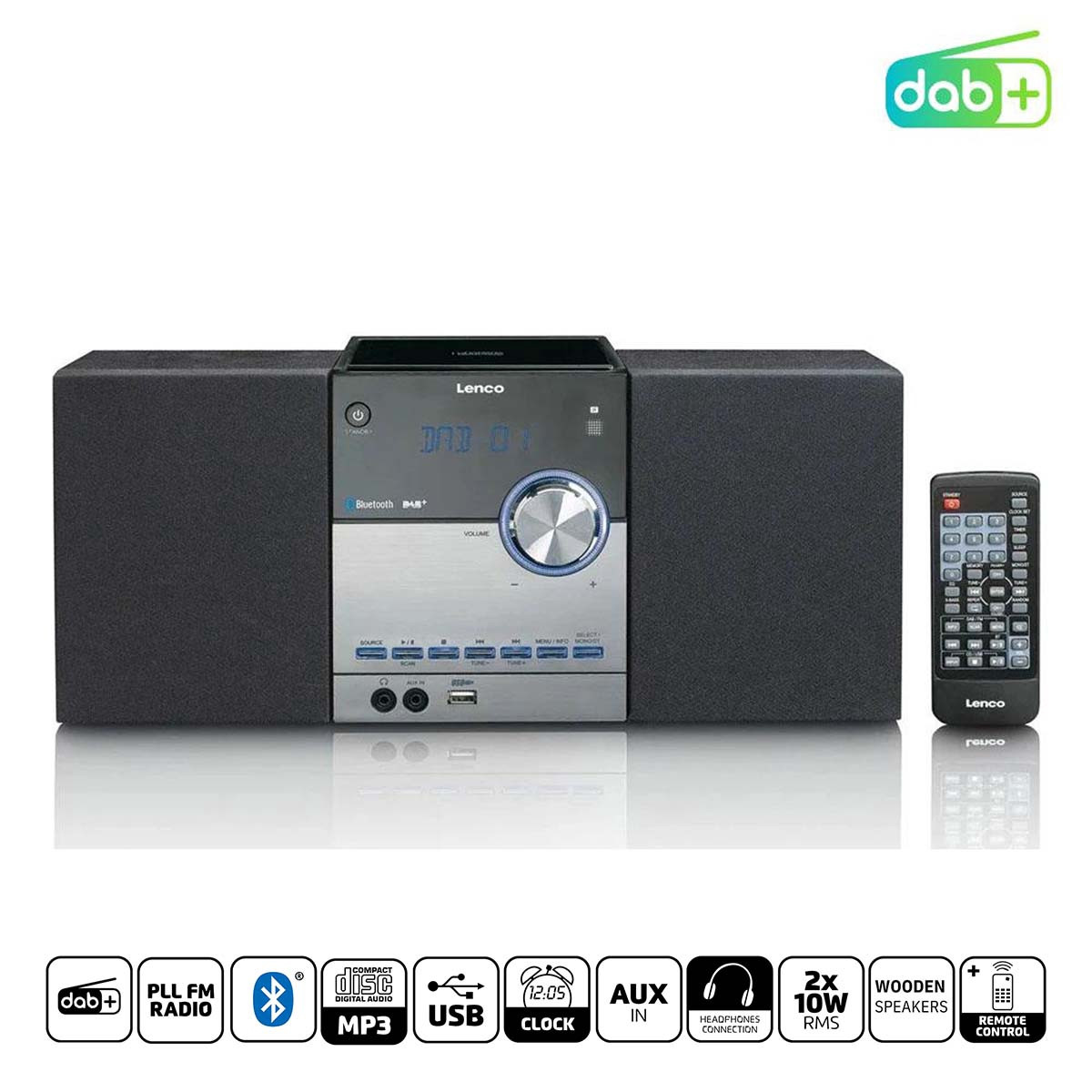 System stereo DAB+/FM/CD/Bluetooth/USB – czarny