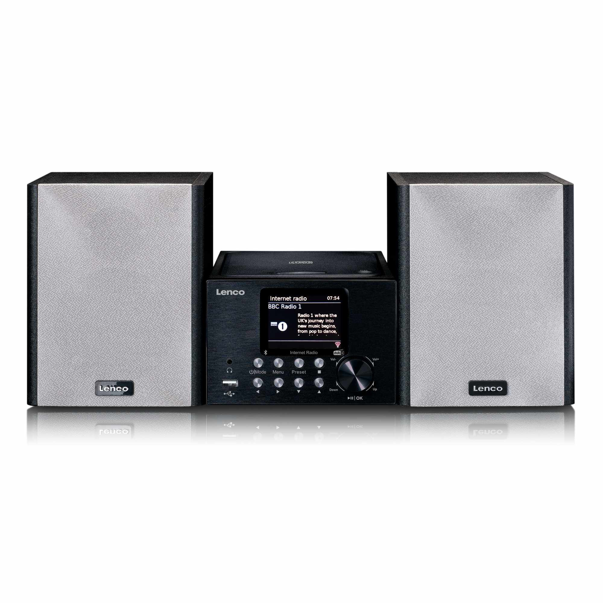 Rádio com Internet/DAB+, Bluetooth, Leitor de CD e MP3, Preto
