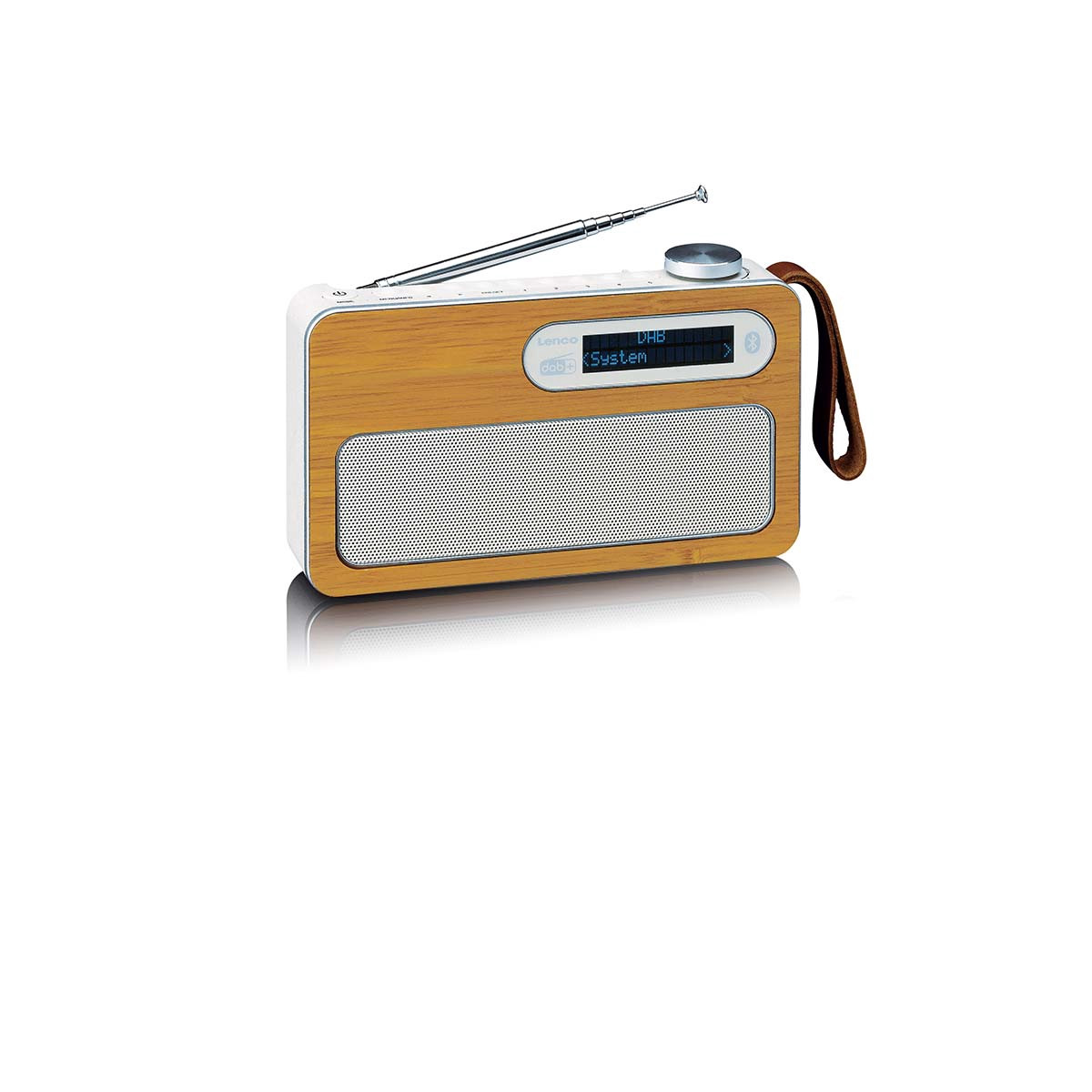Rádio portátil DAB+ com Bluetooth, em bambu, ecológico.