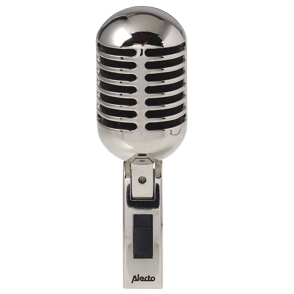 Microfone retrô com conector XLR, interruptor de silenciamento e ac...