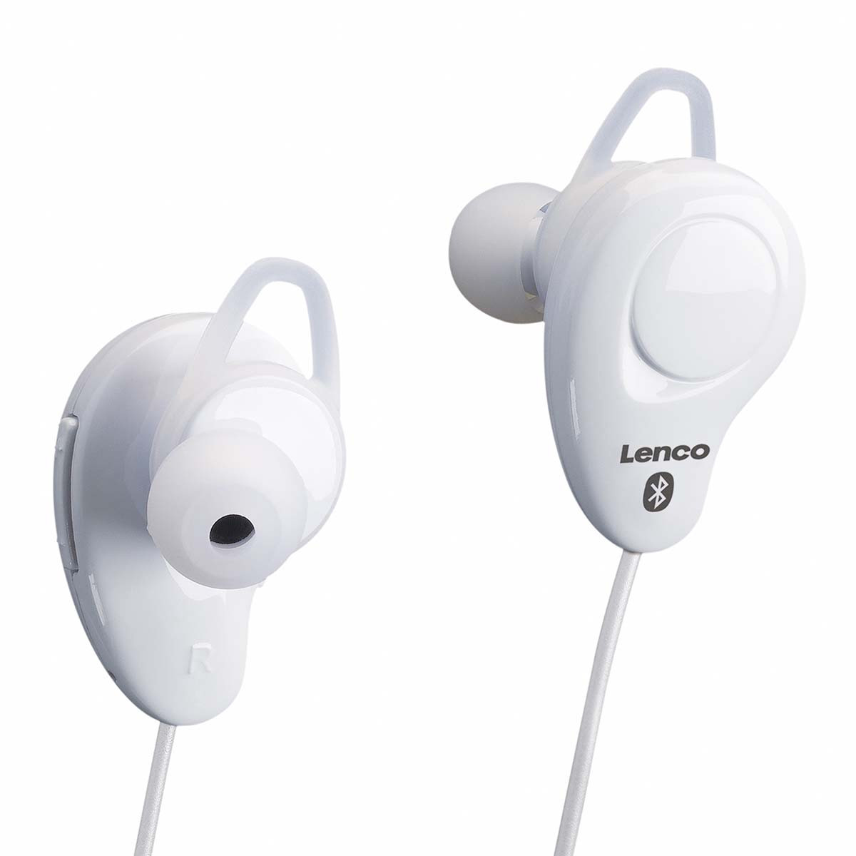 Fone de ouvido intra-auricular sem fio Bluetooth com microfone, branco