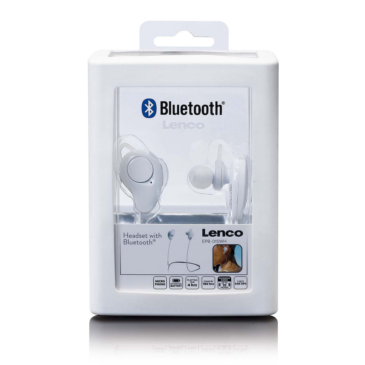 Draadloze Bluetooth-in-ear headset met microfoon, wit