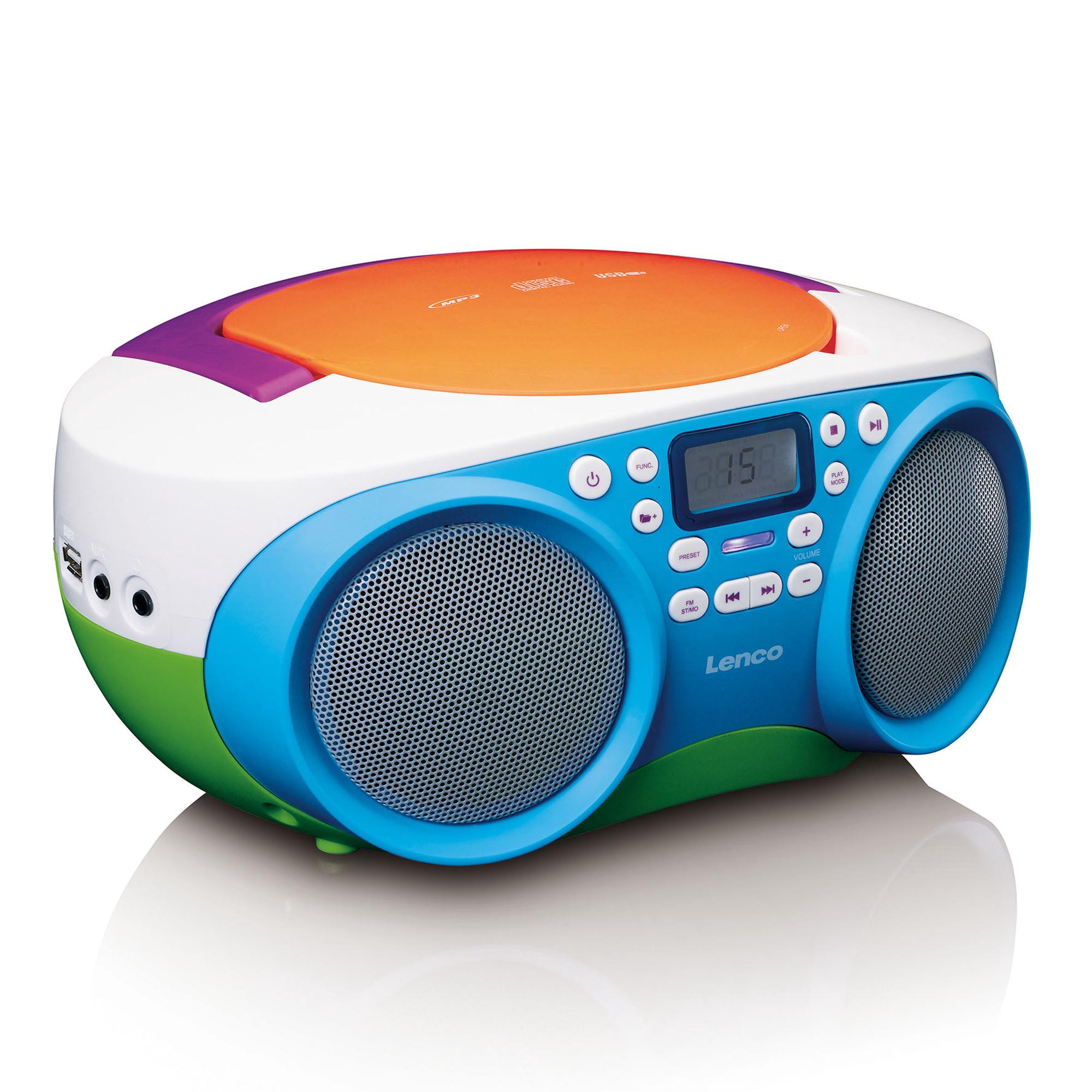 Radio FM portatile con lettore CD e USB – Multicolore