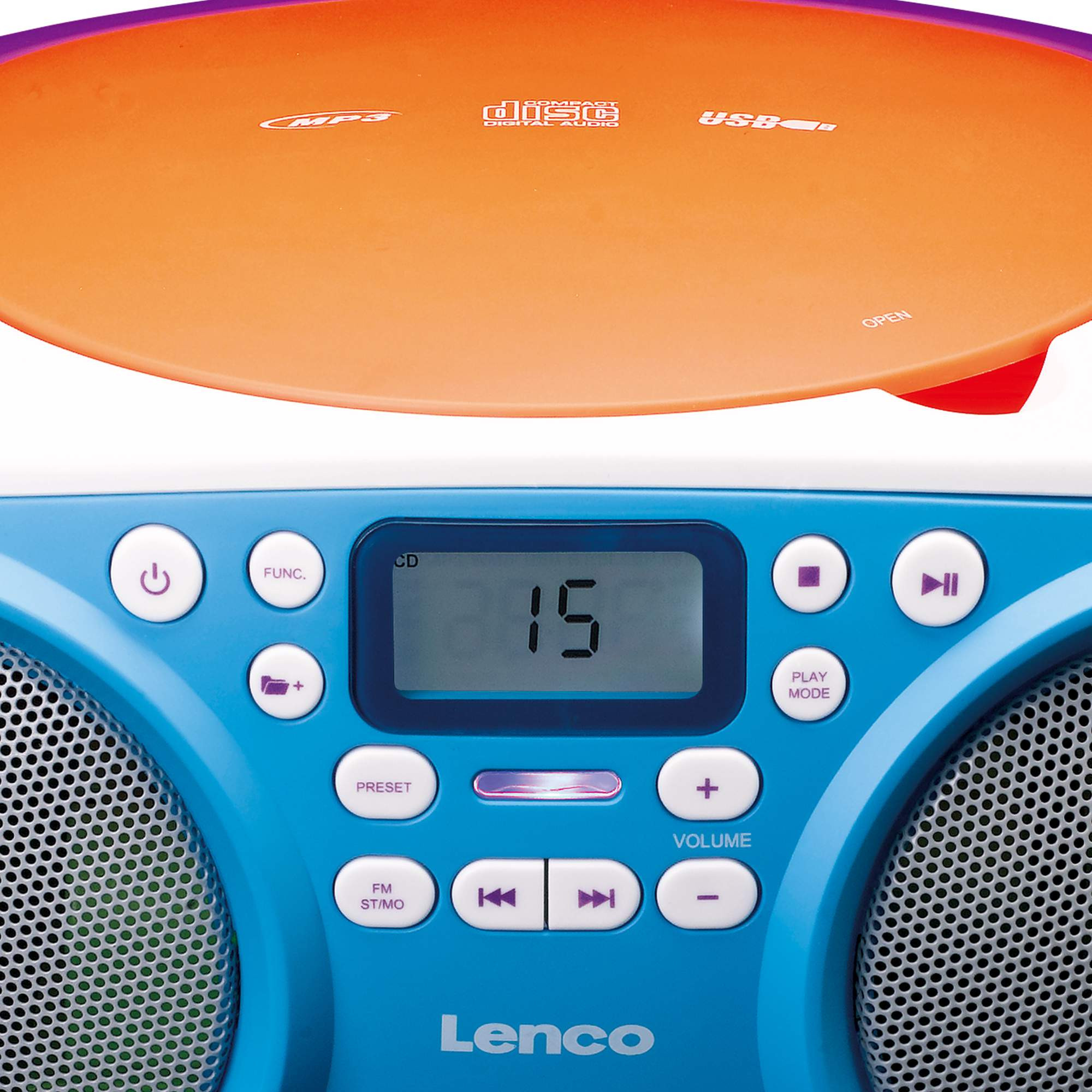 Radio FM portatile con lettore CD e USB – Multicolore