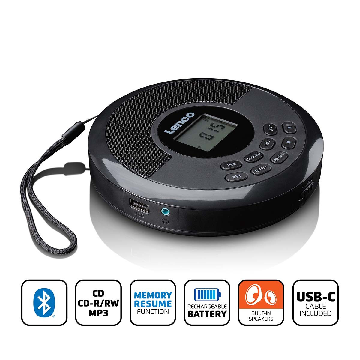 Bluetooth Discman met ingebouwde luidsprekers en USB-weergave