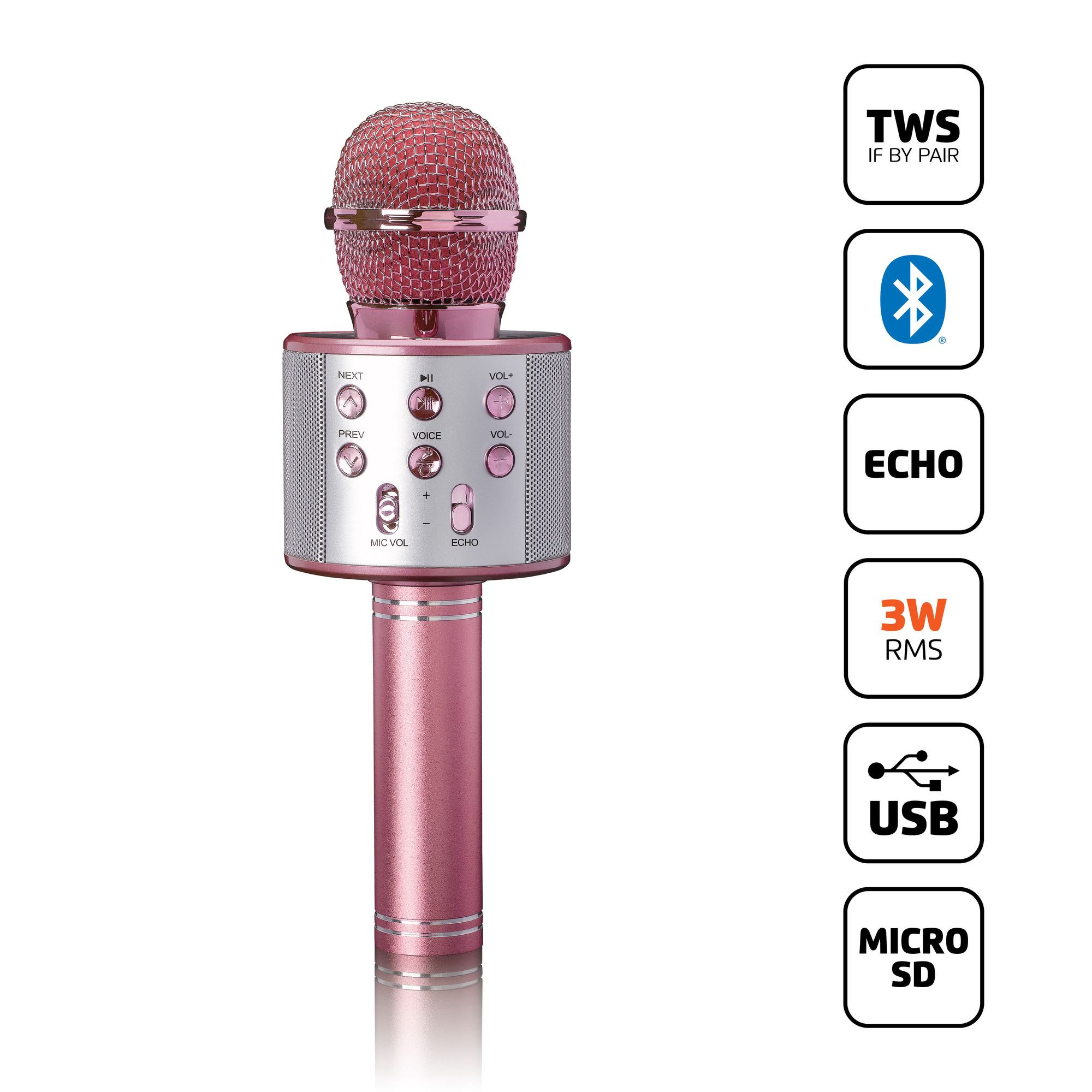 Microfono karaoke con Bluetooth, USB, lettore Micro SD