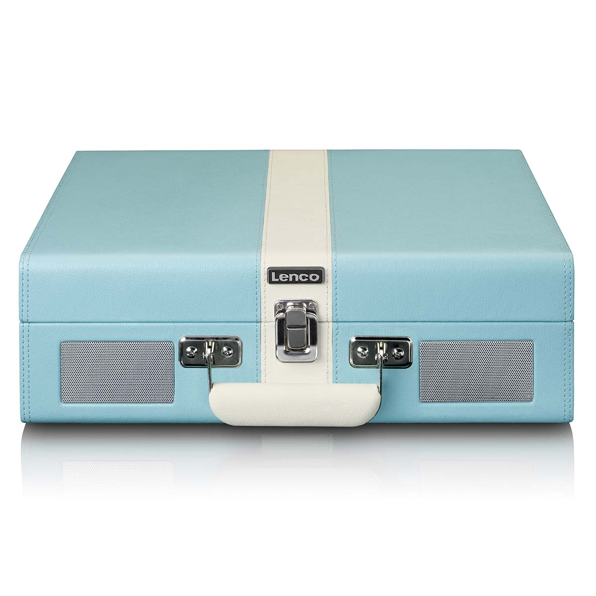Tocadiscos Bluetooth con altavoces integrados, azul/blanco