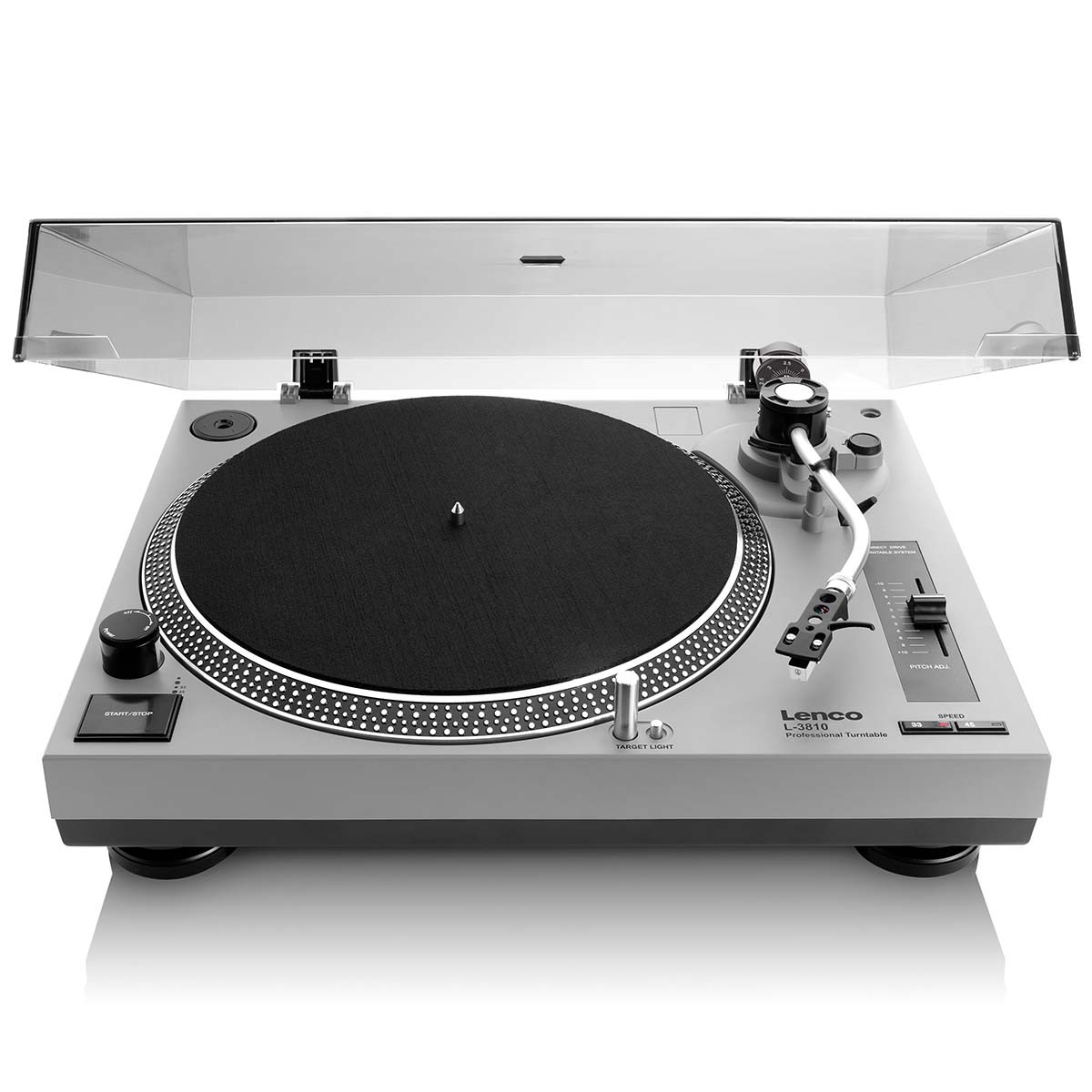 Toca-discos de acionamento direto com codificação USB, cinza
