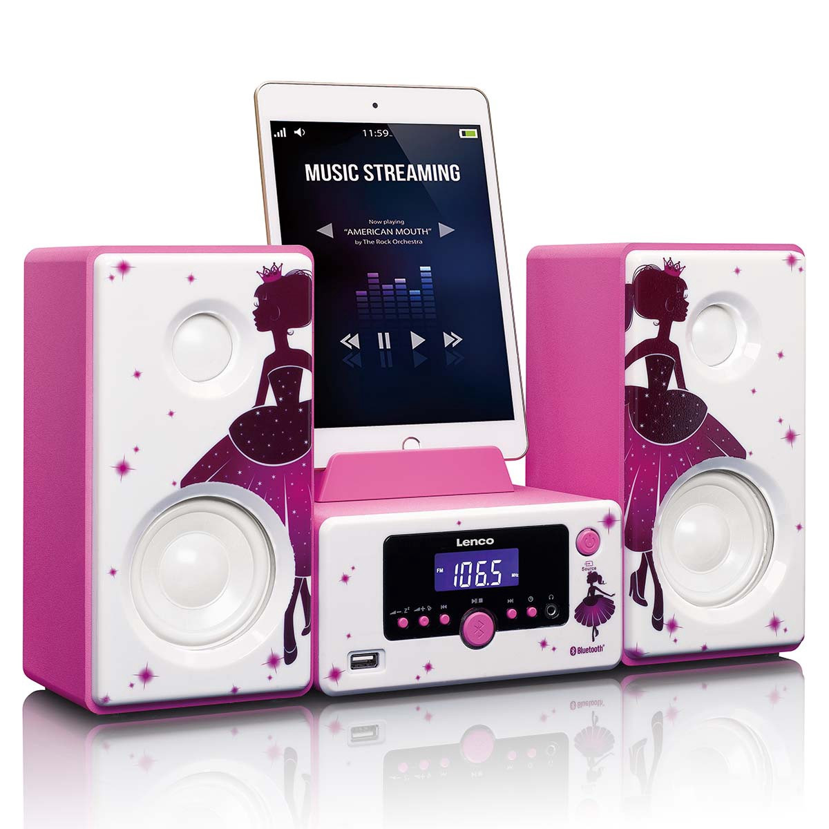 Bluetooth Micro Music System with Alarm Clock, USB, AUX