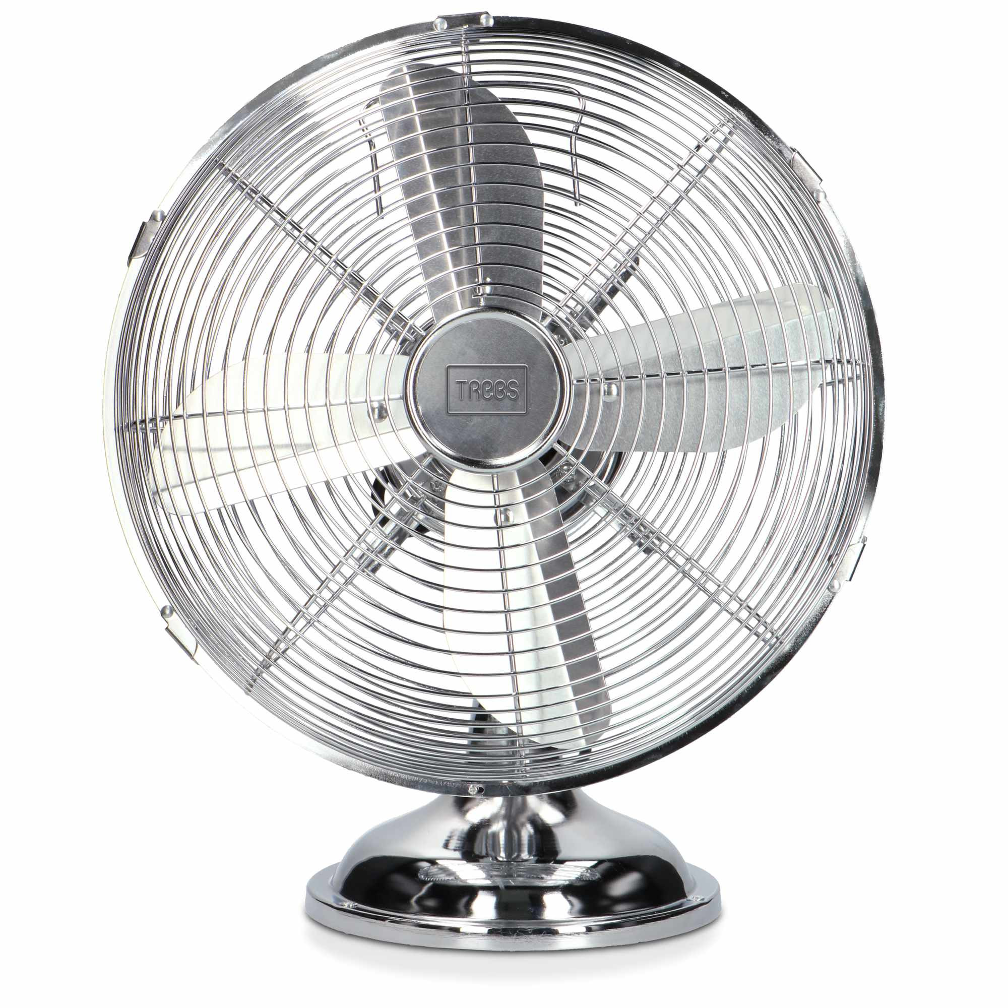 Ventilador de mesa de metal de 12 polegadas, 35 W, ajustável, prateado