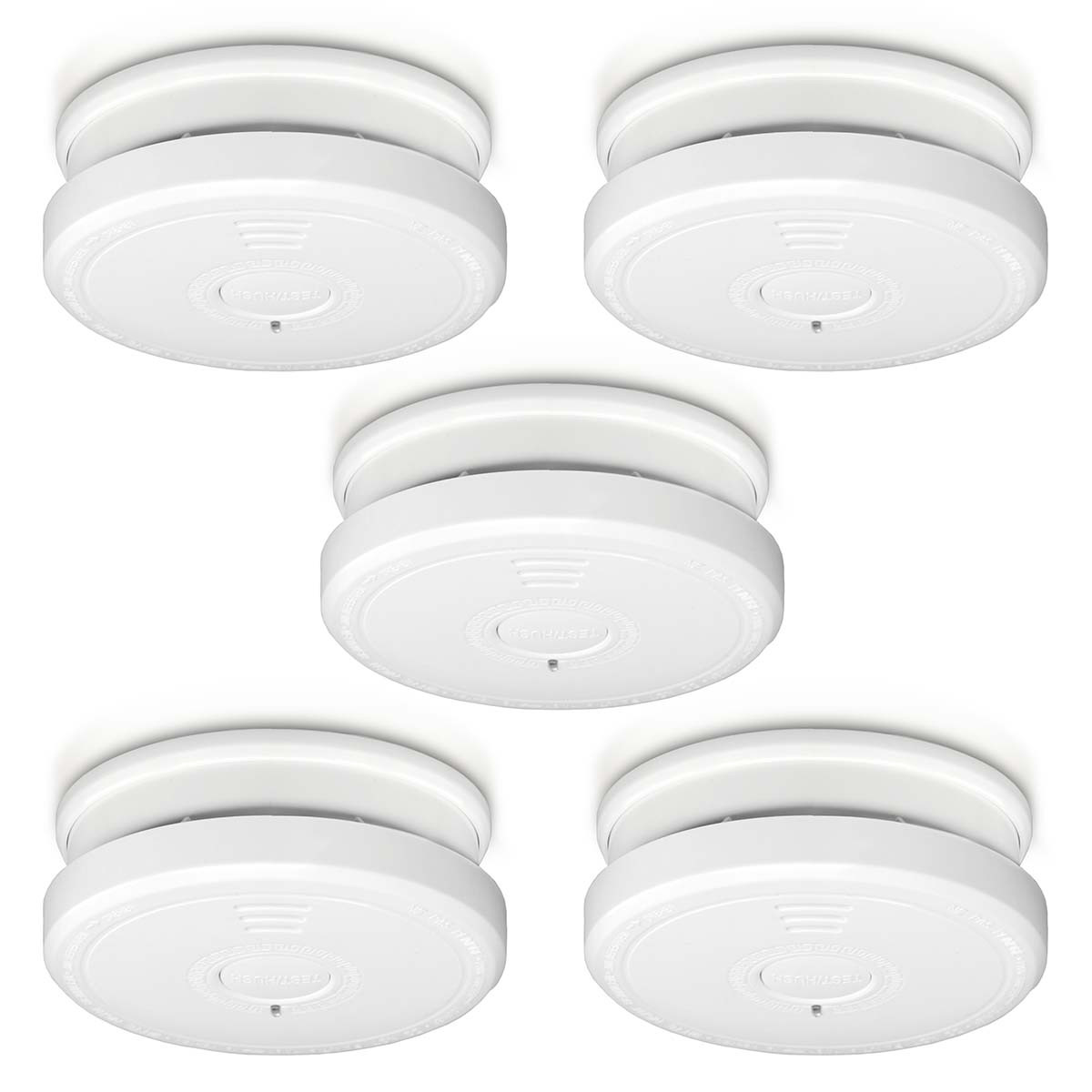 Smoke Detector 5-Pack with Hush Button – White