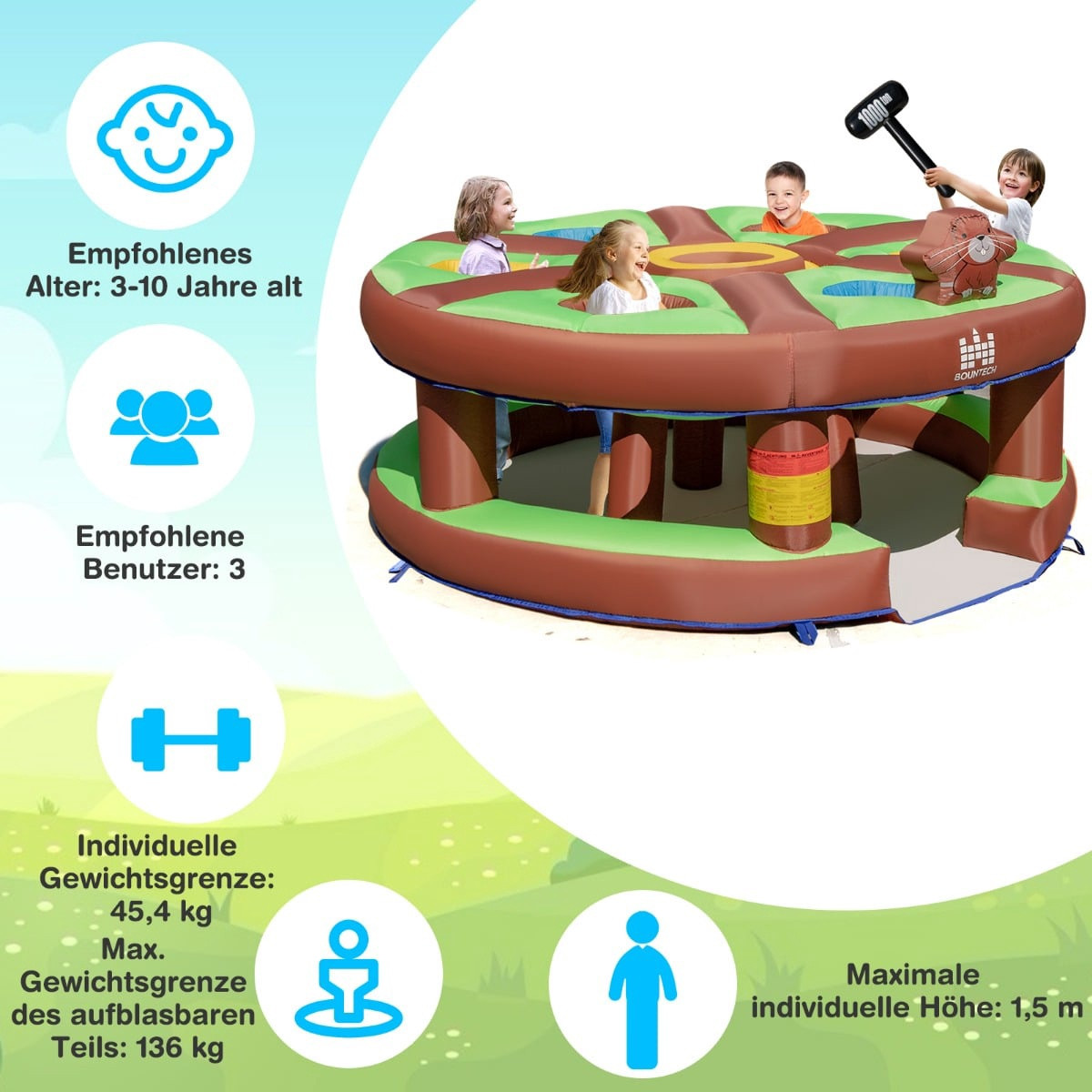 Gioco gonfiabile Whack-a-Mole per bambini con soffiatore
