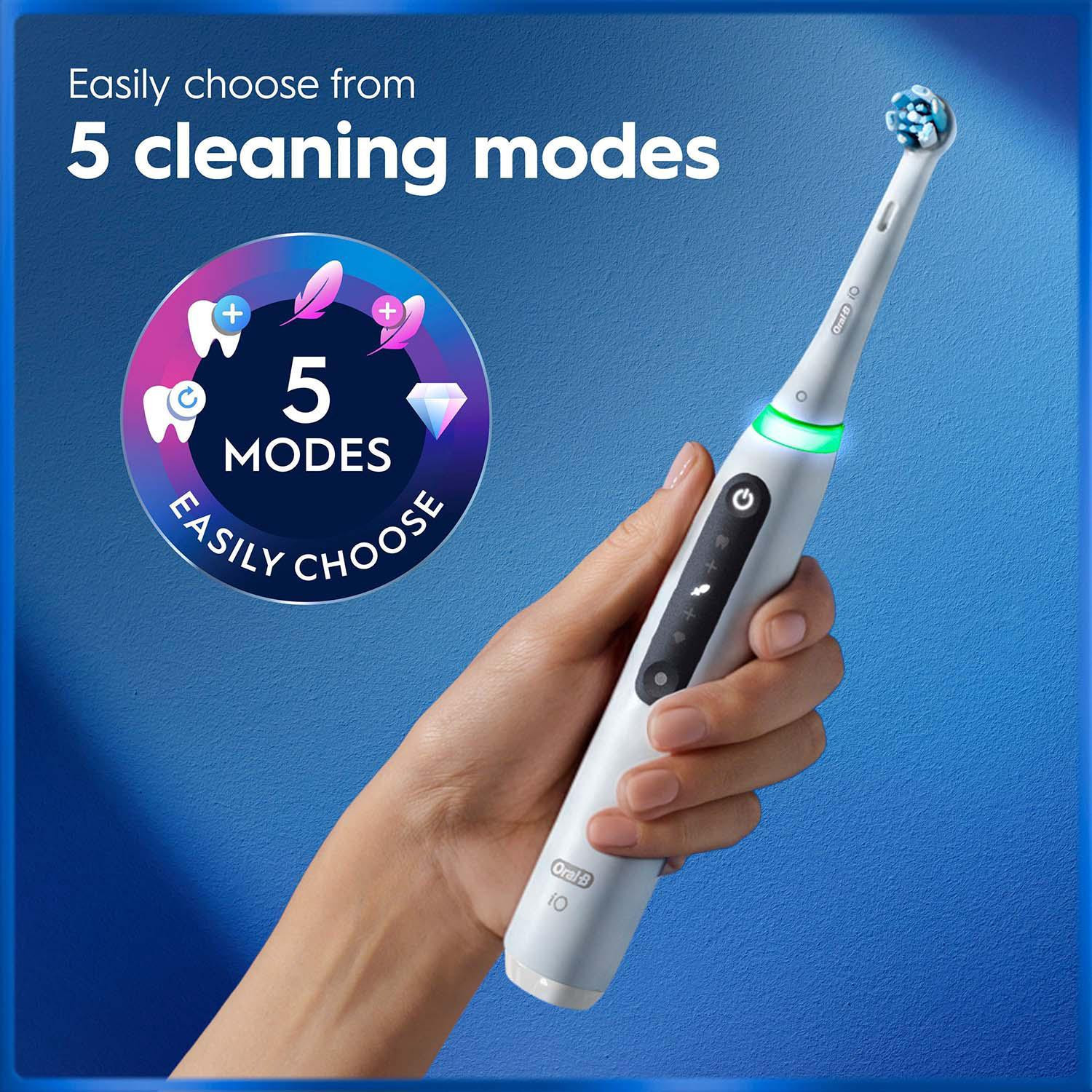 Brosse à dents électrique à 5 modes, micro-vibrations, blanche