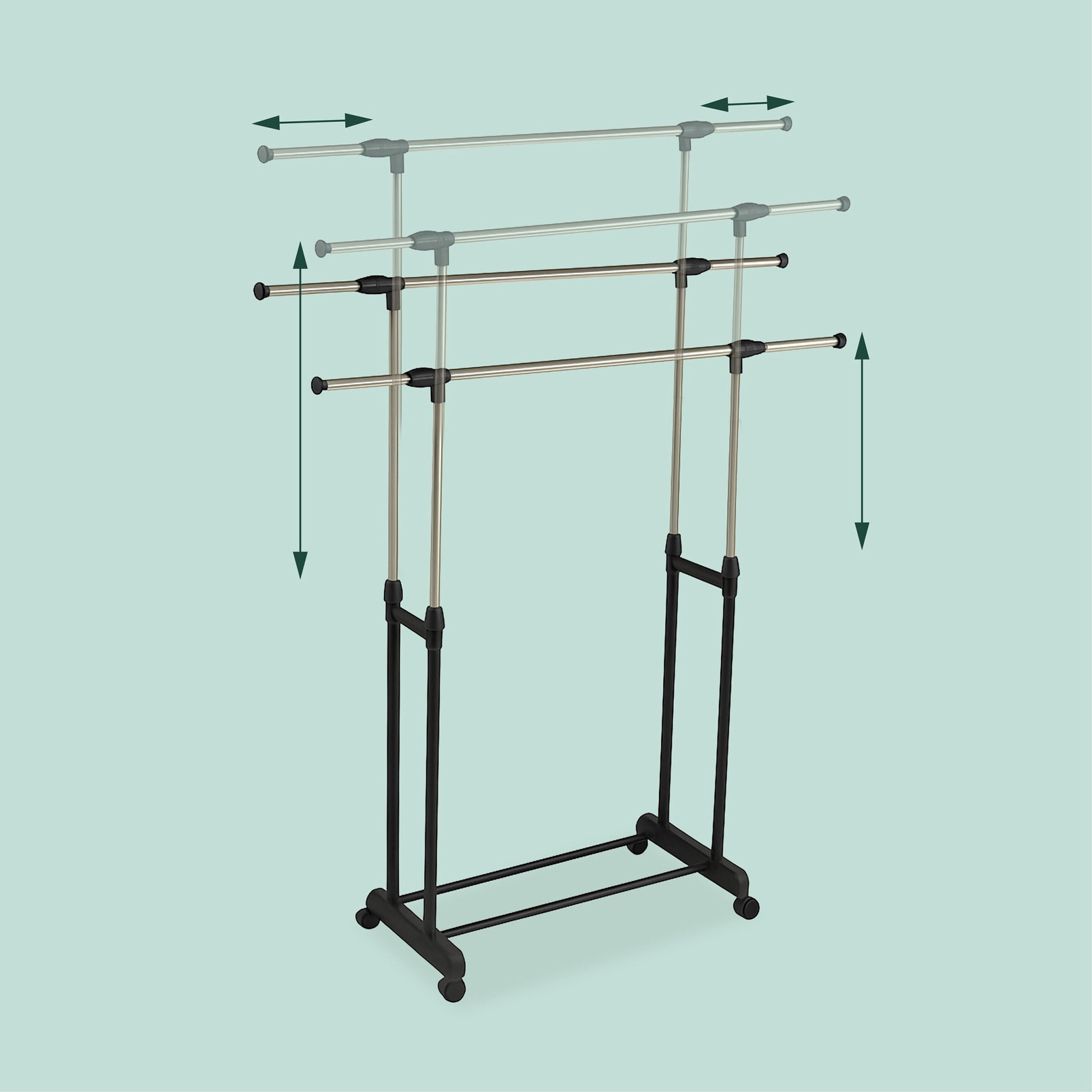 Perchero ajustable con ruedas – 2 rieles