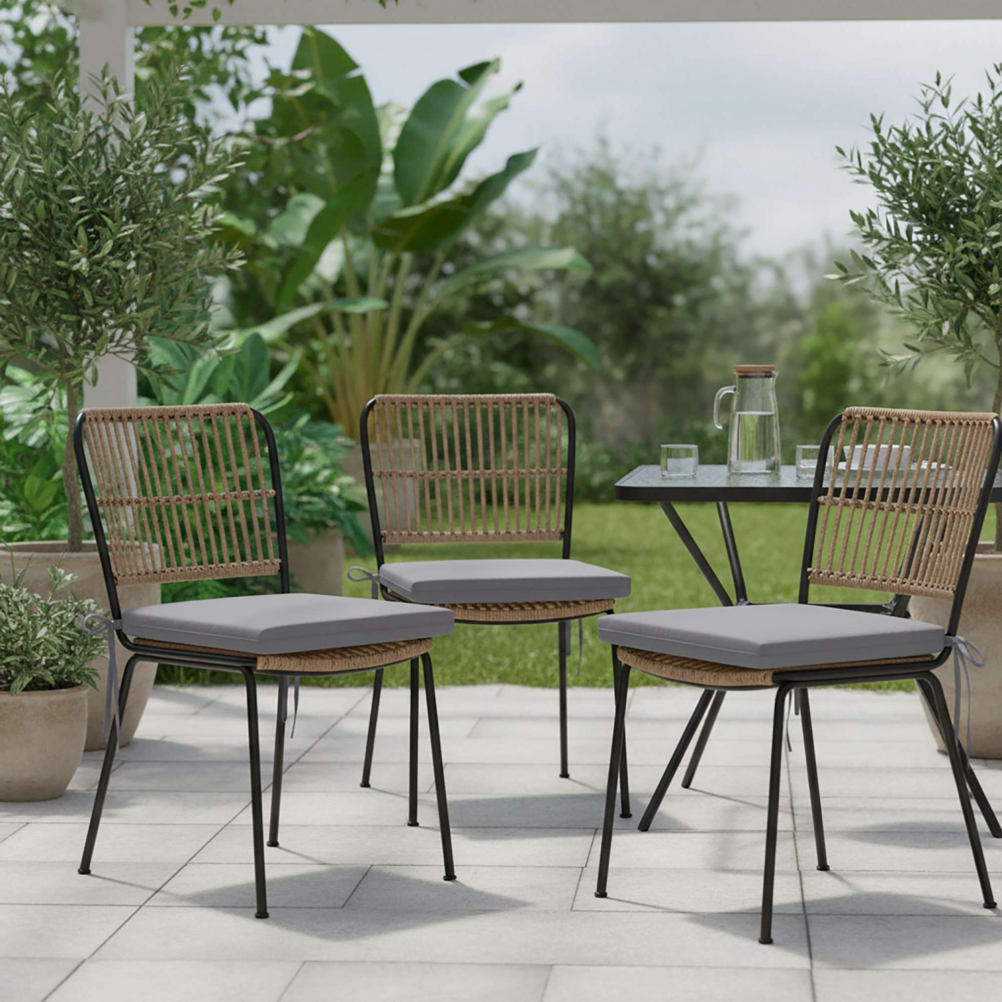 Cuscini quadrati per sedia con lacci – Set da 4
