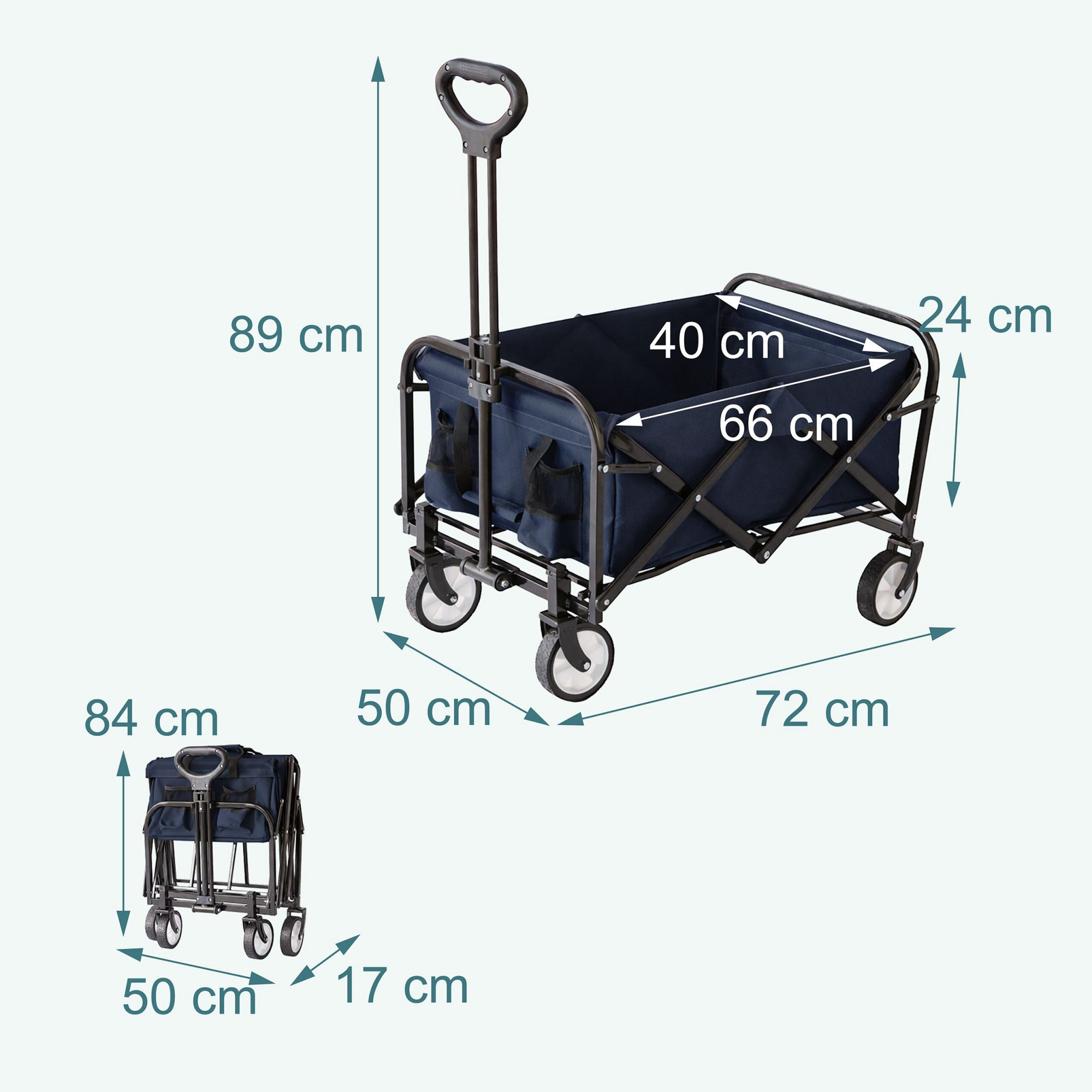 Folding Wagon with Adjustable Handle and Large Capacity