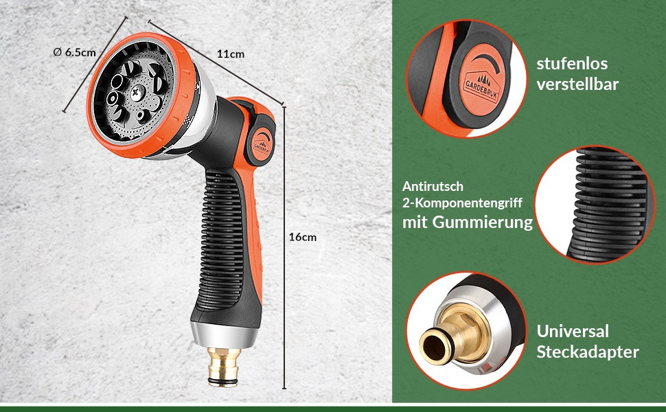 Garden Hose 30m, Flexible, 10-Function Spray Head