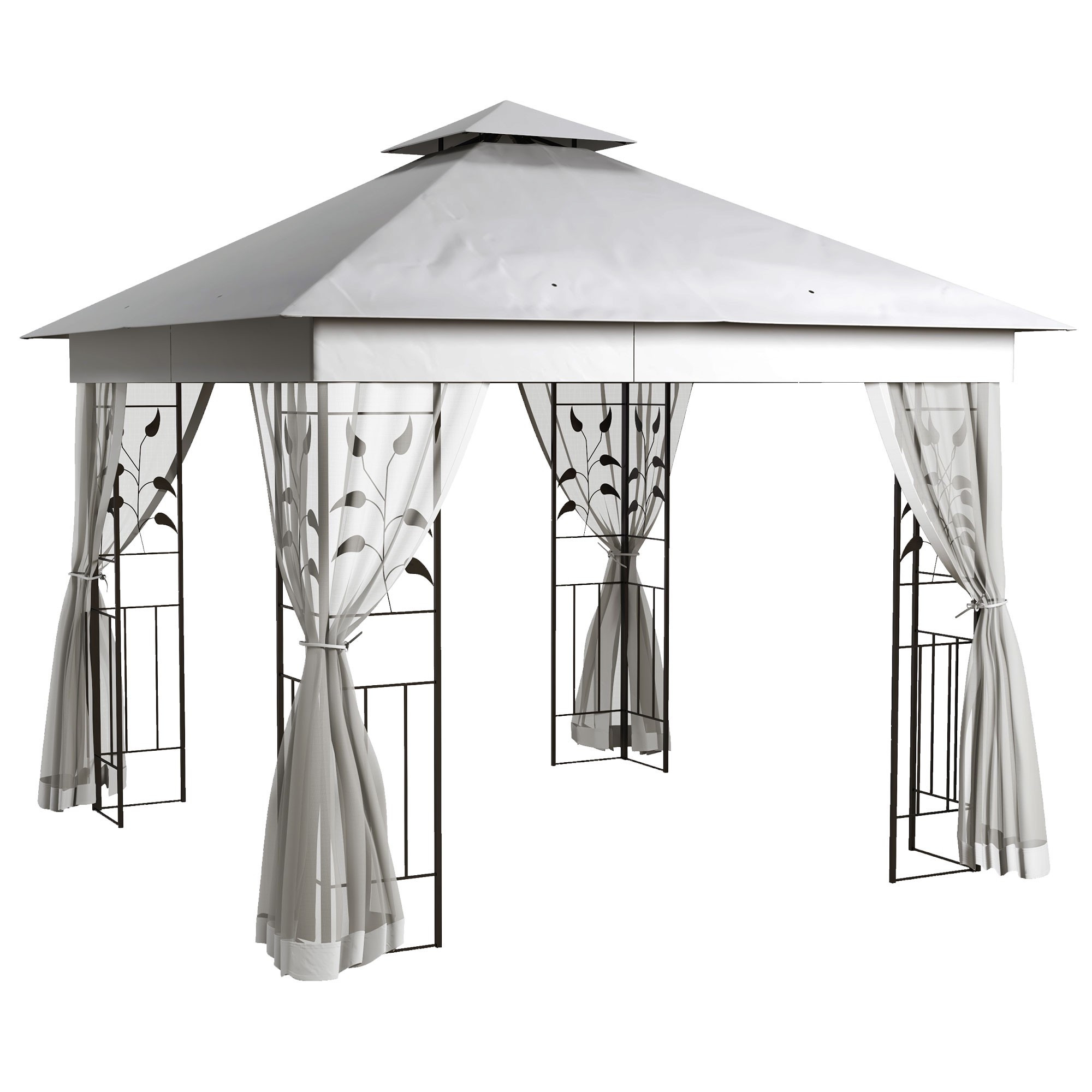 Pavillon 3x3 avec double toit, polyester résistant à l'eau