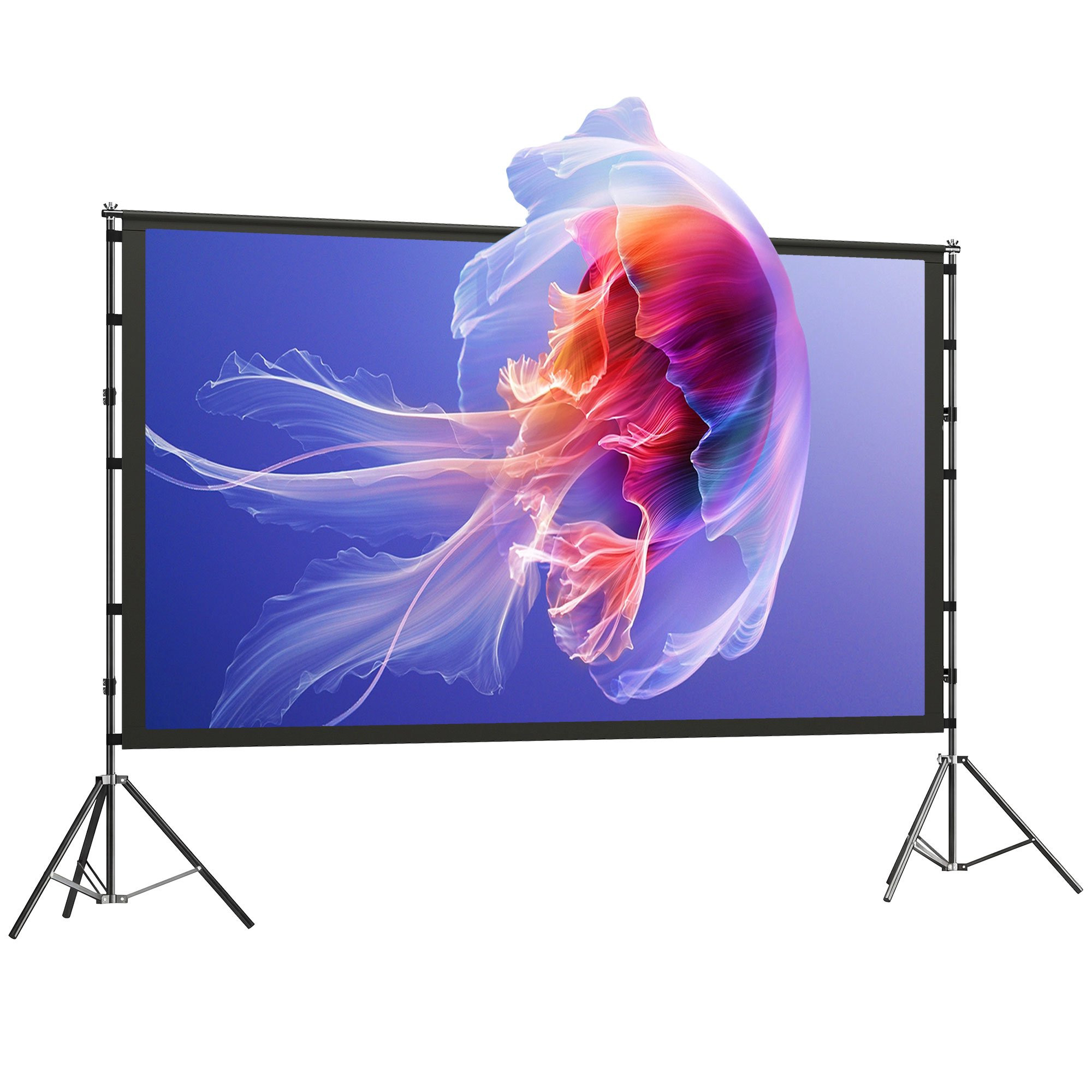 Tela de projeção de 100 polegadas com suporte, 4K/8K, proporção 16:9