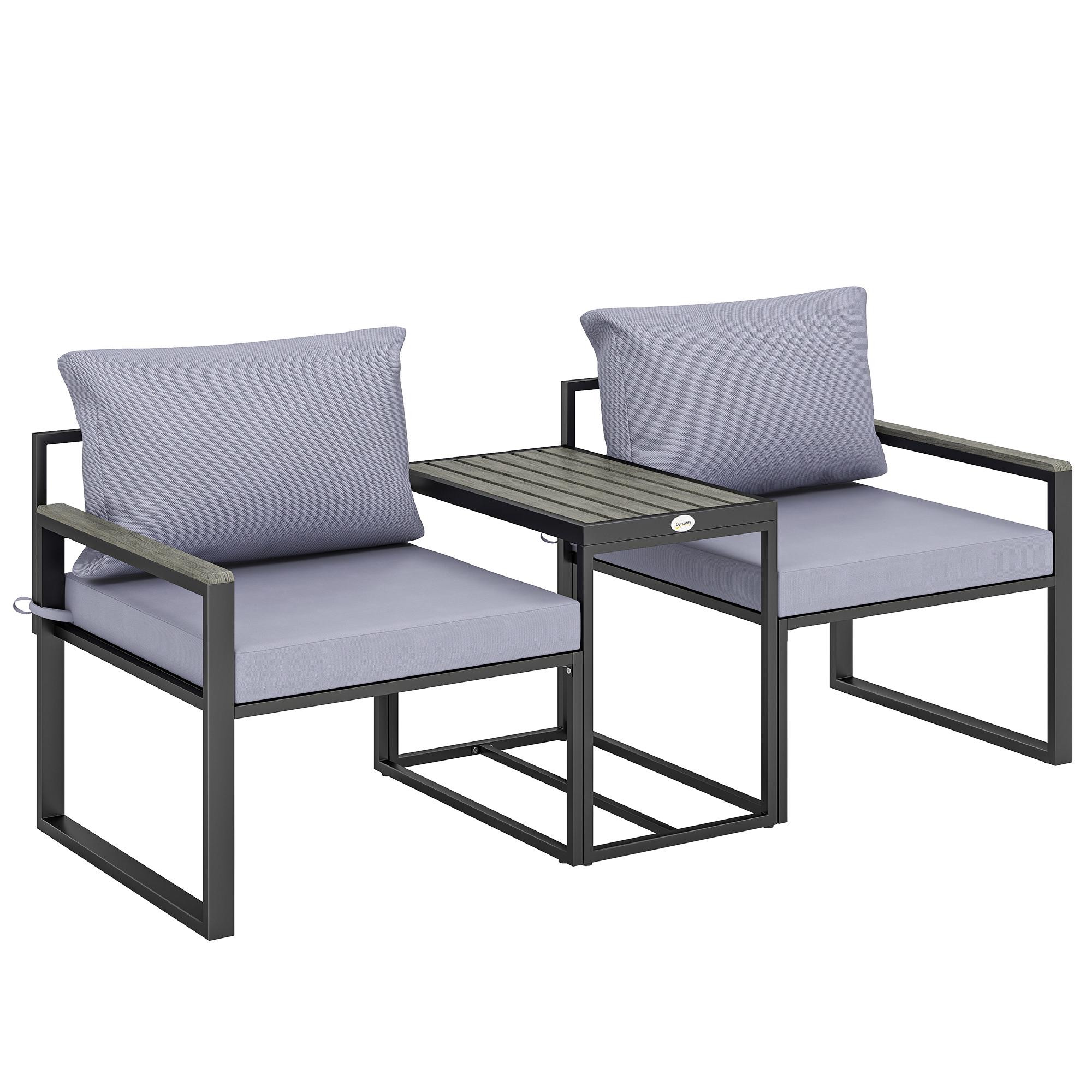 Set di mobili modulari da balcone con cuscini, 3 pezzi